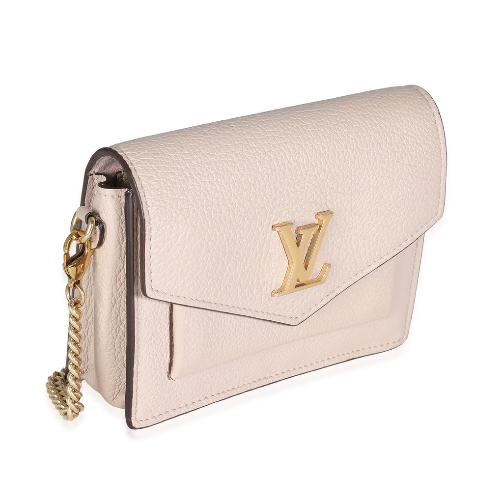 Louis Vuitton Greige Calfskin Mini MyLockMe Chain Pochette