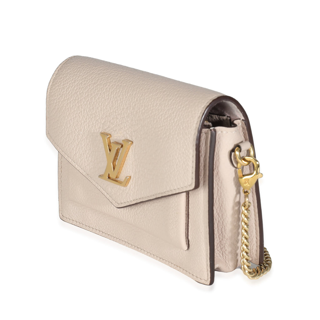 Louis Vuitton Greige Calfskin Mini MyLockMe Chain Pochette