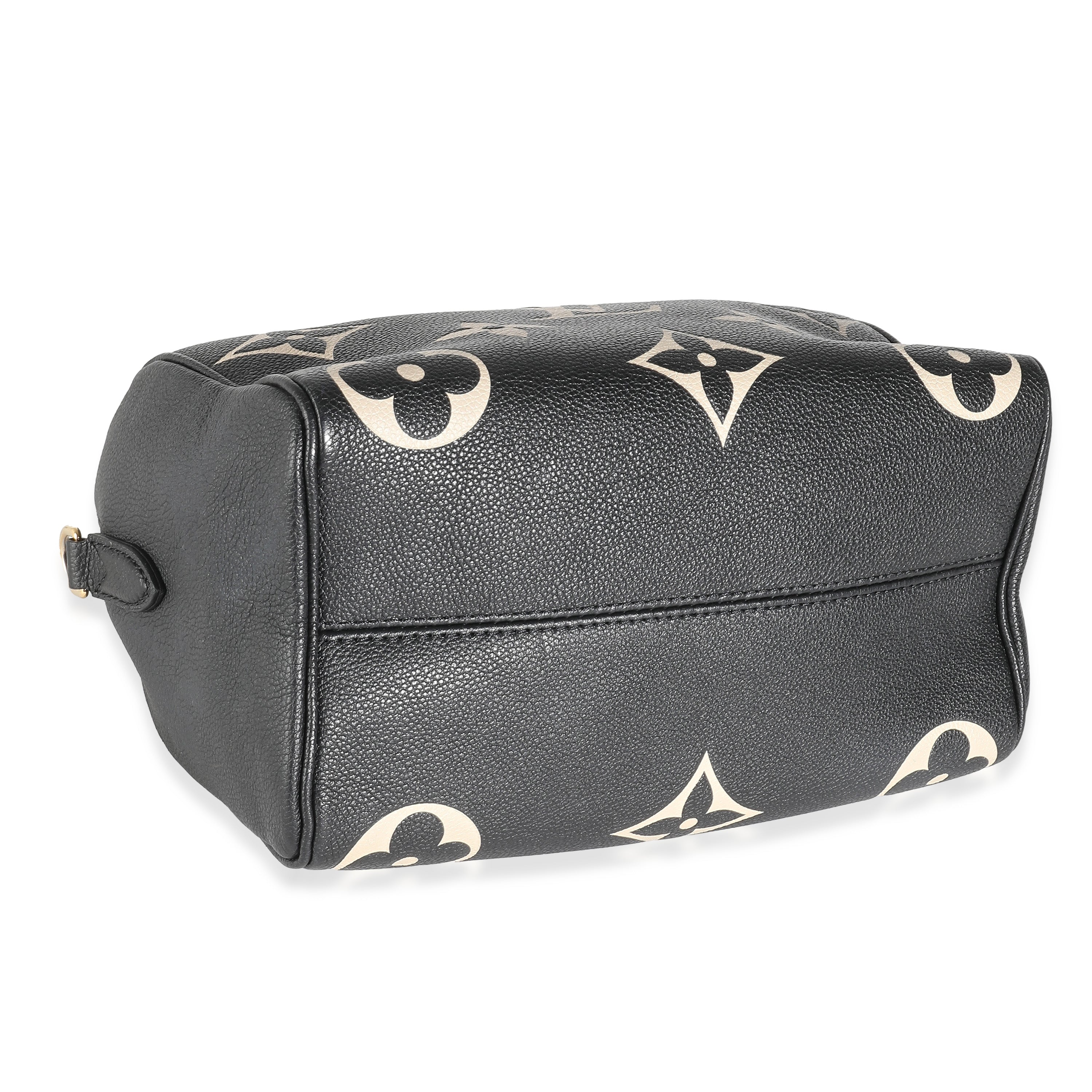 Louis Vuitton Black Beige Monogram Empreinte Speedy Bandouliere 25
