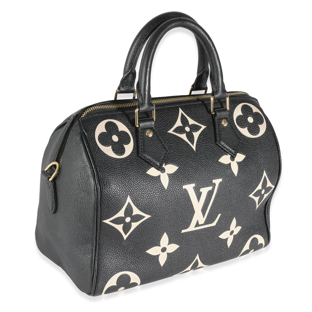 Louis Vuitton Black Beige Monogram Empreinte Speedy Bandouliere 25