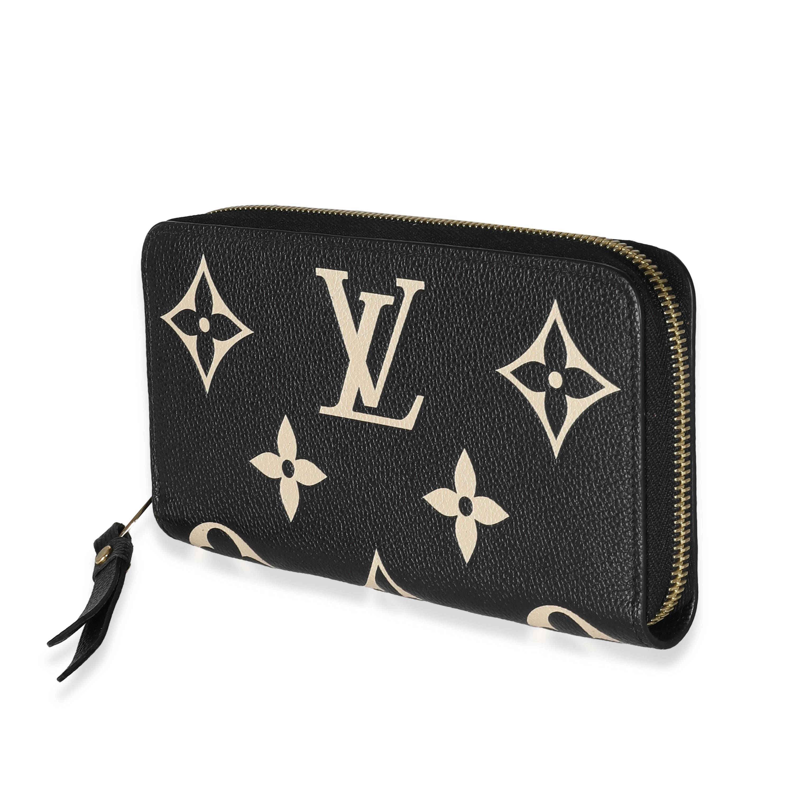 Louis Vuitton Beige Black Monogram Giant Empreinte Zippy Wallet