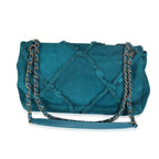 Chanel Teal Suede Goatskin Diamond Fringe Medium Flap Bag