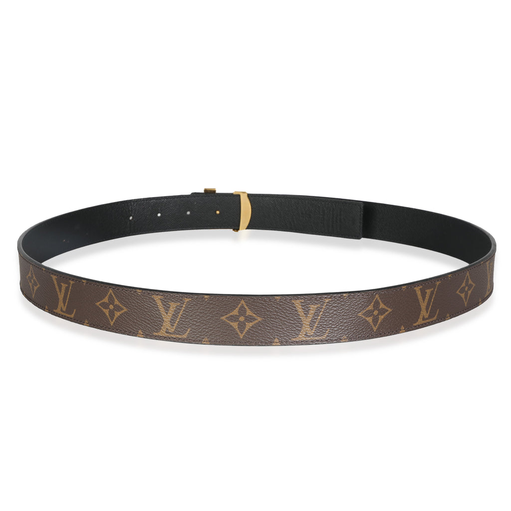 Louis Vuitton Black Monogram Canvas Reversible LV Initiales 30mm 95/38