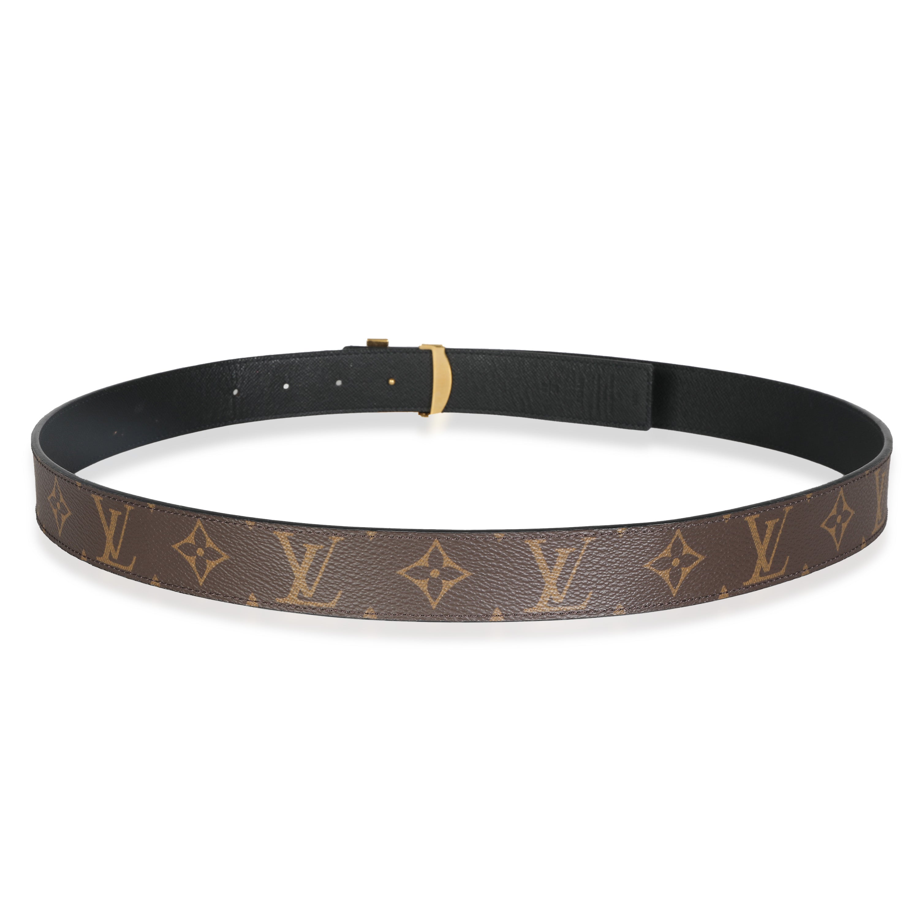 Louis Vuitton Black Monogram Canvas Reversible LV Initiales 30mm 95/38