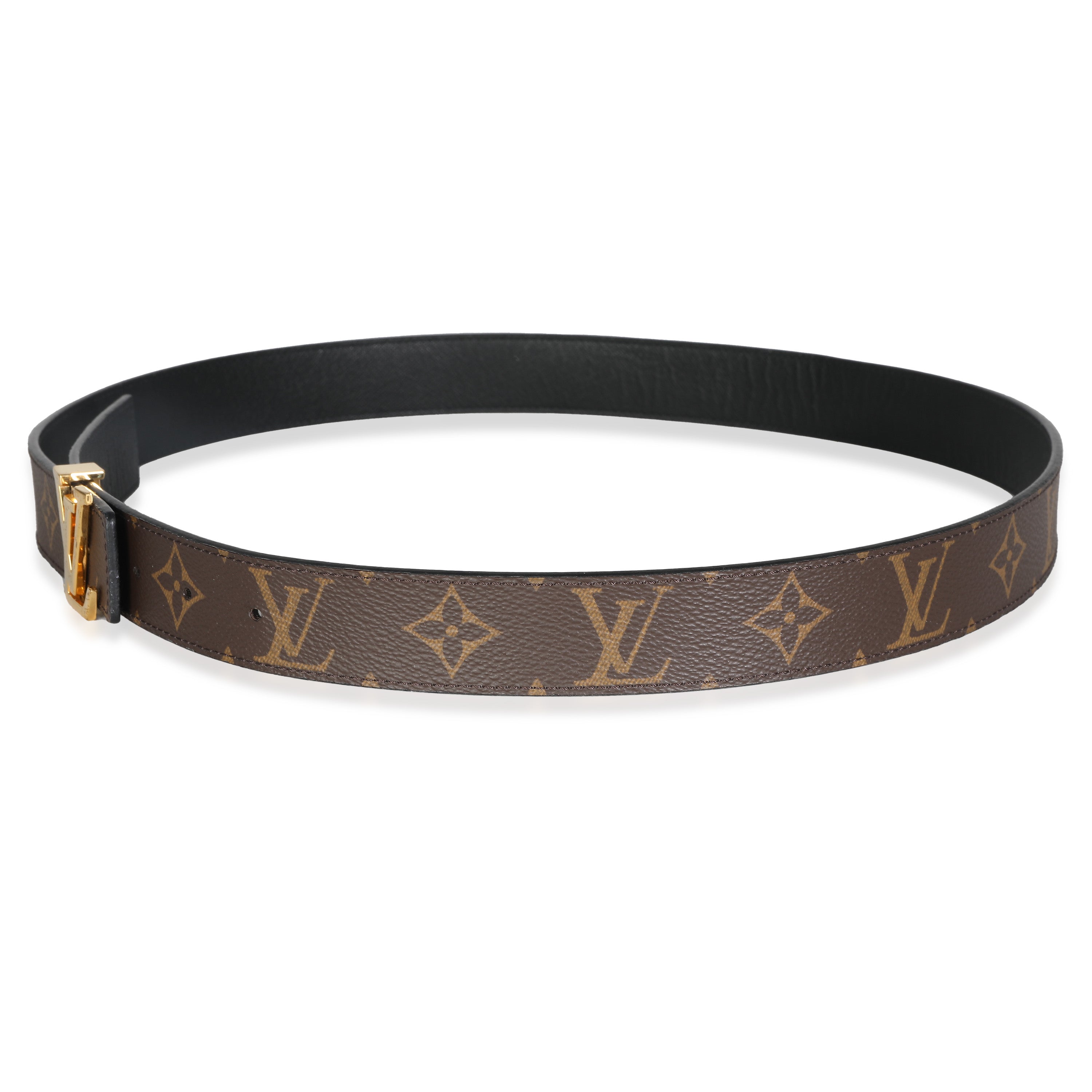 Louis Vuitton Black Monogram Canvas Reversible LV Initiales 30mm 95/38