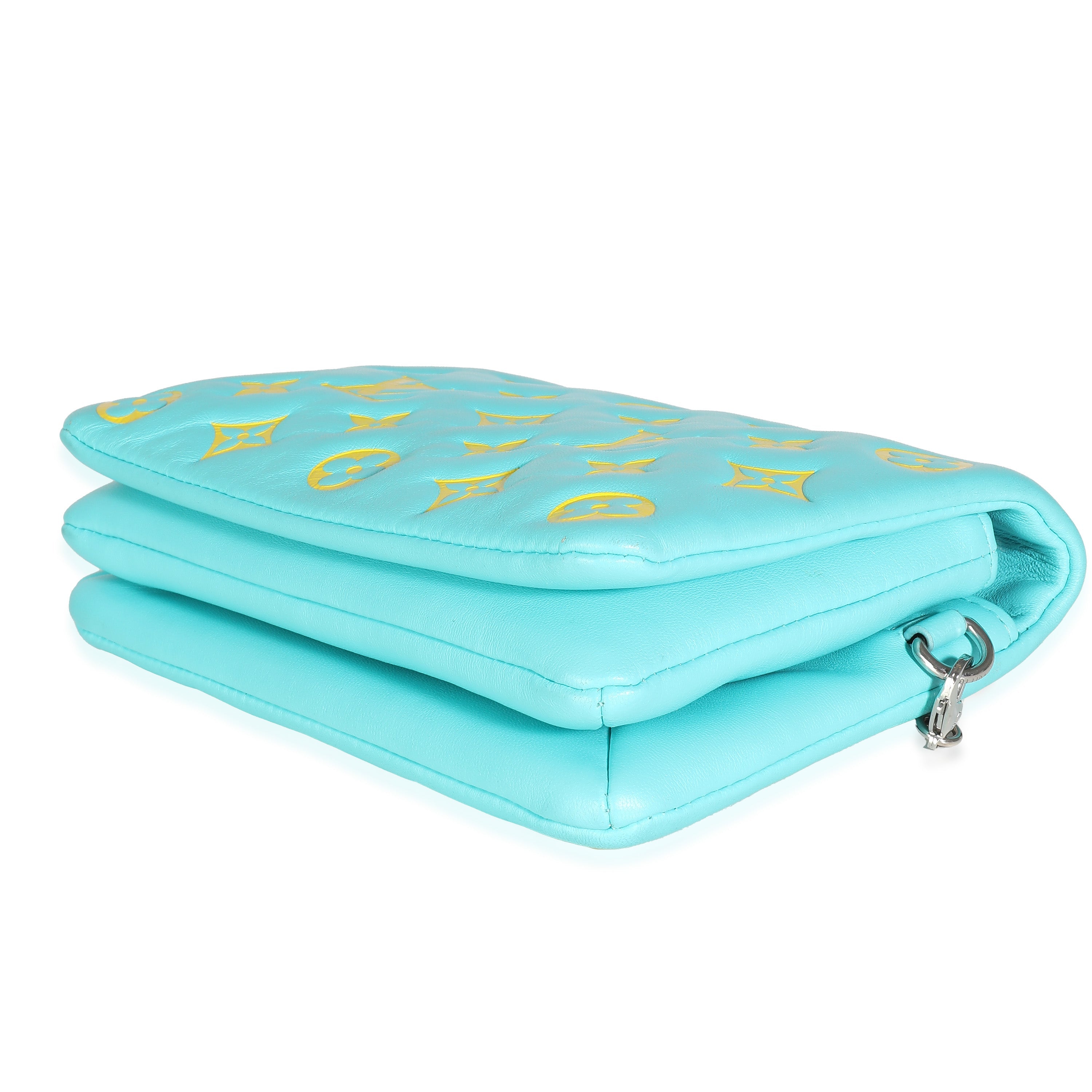 Louis Vuitton Menthe Jaune Monogram Embossed Lambskin Pochette Coussin