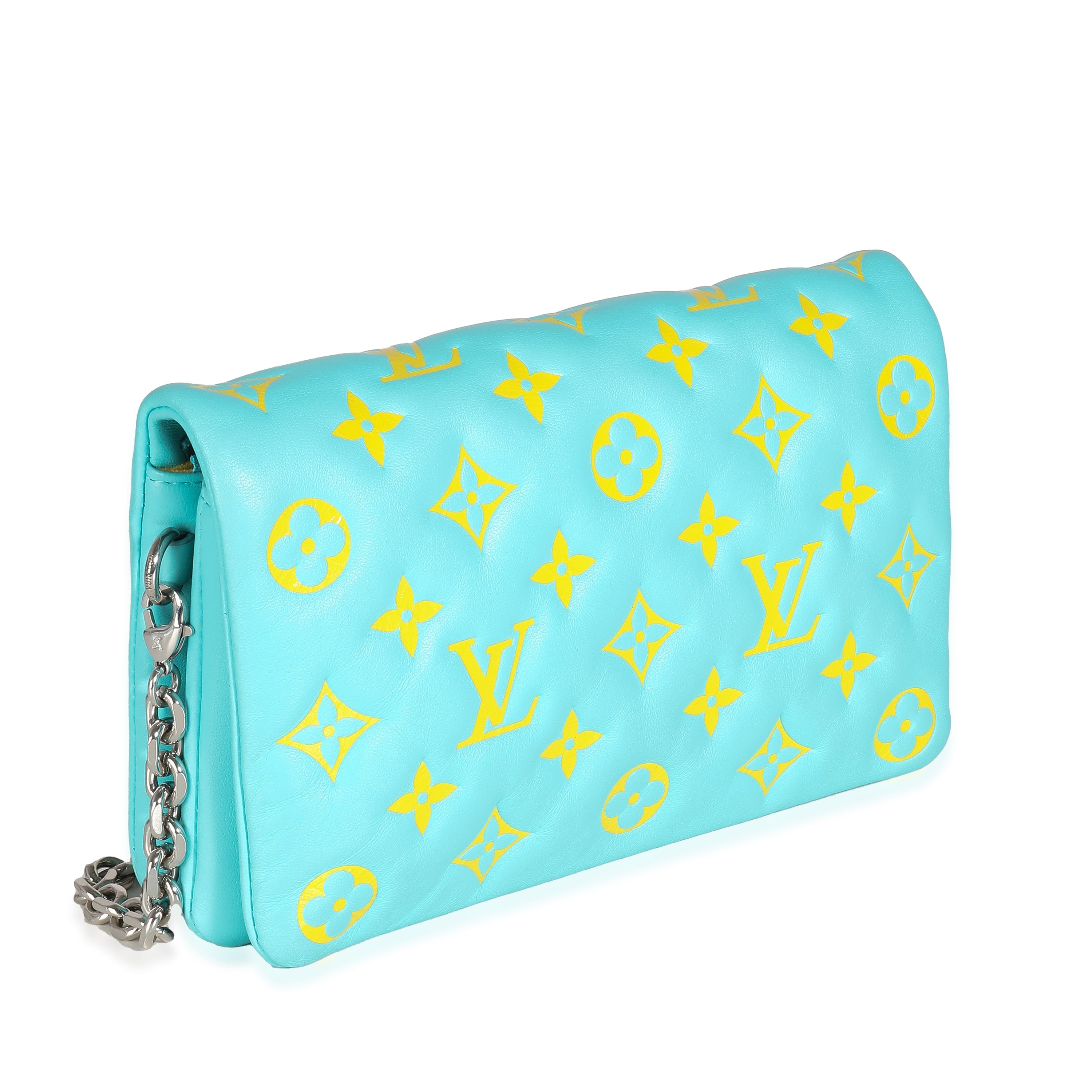 Louis Vuitton Menthe Jaune Monogram Embossed Lambskin Pochette Coussin