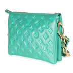Louis Vuitton Vert Green Monogram Puffy Lambskin Coussin PM