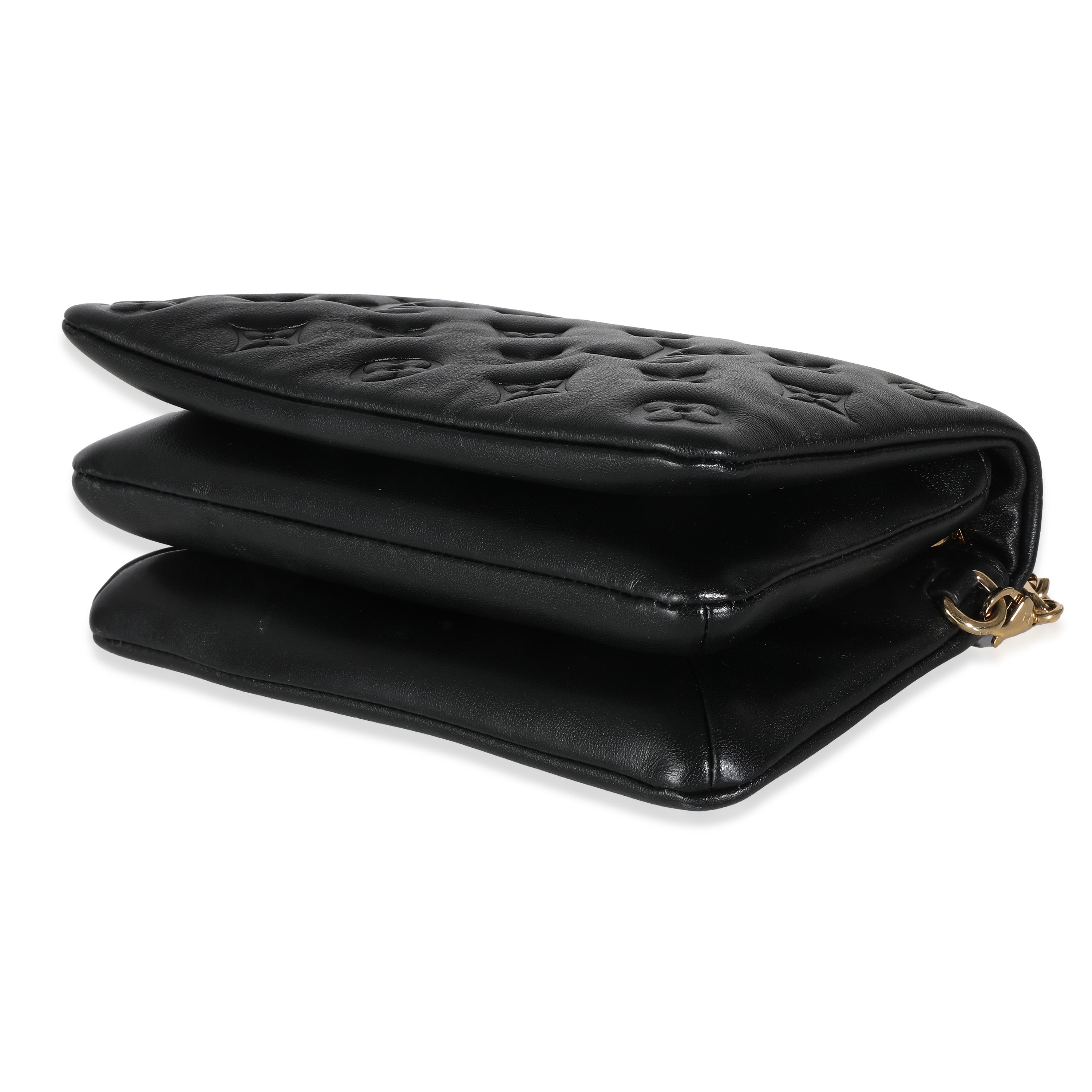 Louis Vuitton Black Monogram Embossed Puffy Lambskin Pochette Coussin