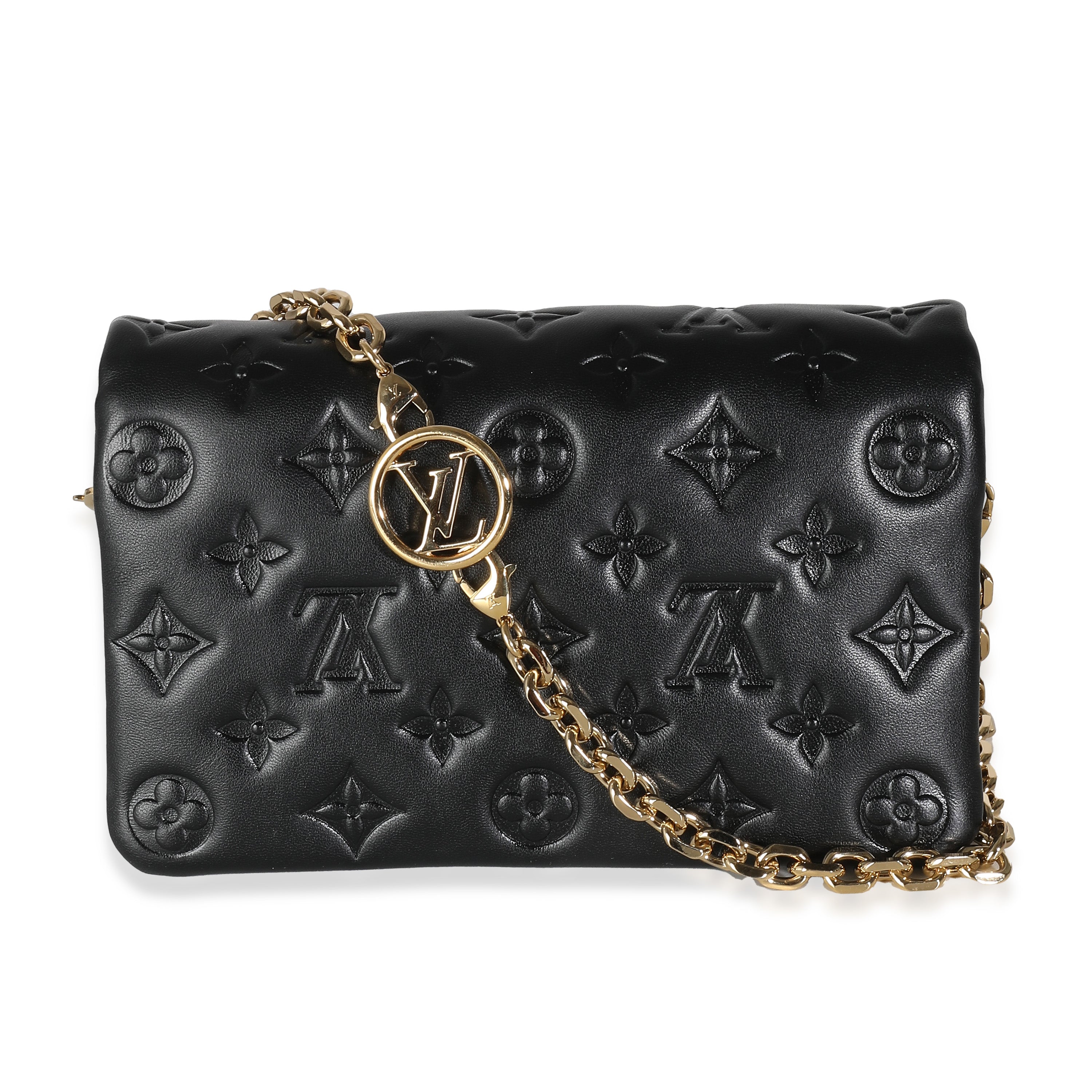 Louis Vuitton Black Monogram Embossed Puffy Lambskin Pochette Coussin