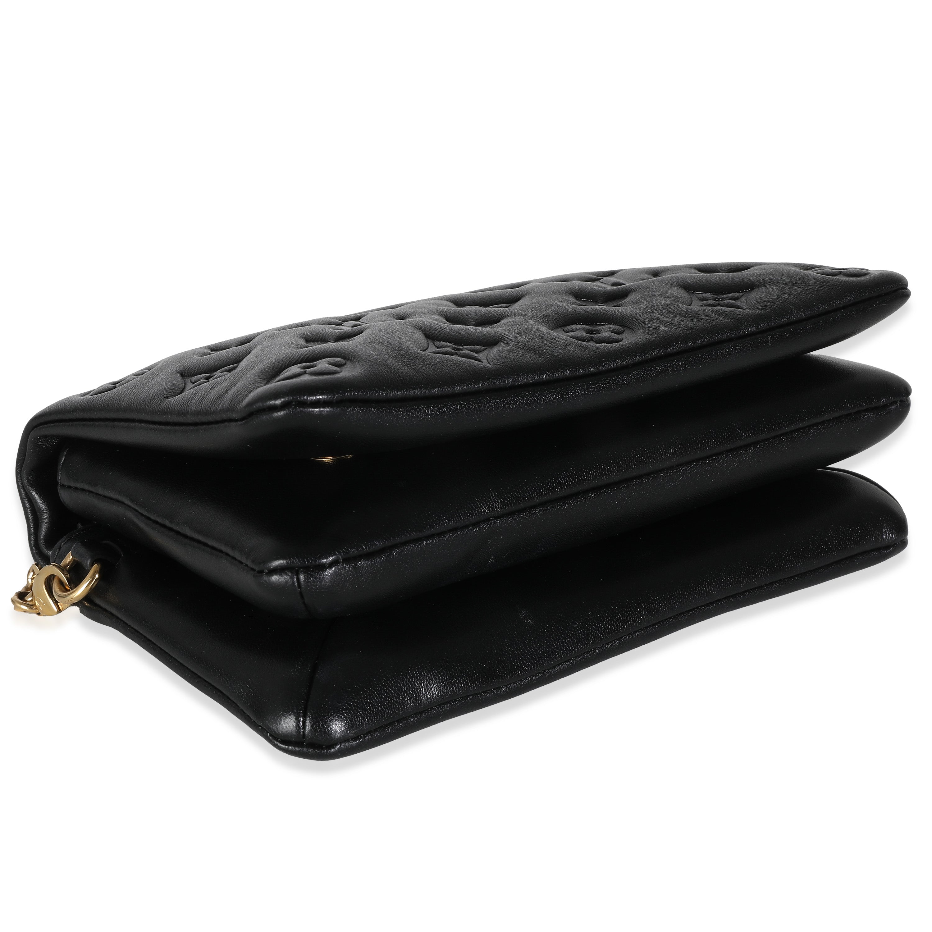 Louis Vuitton Black Monogram Embossed Puffy Lambskin Pochette Coussin