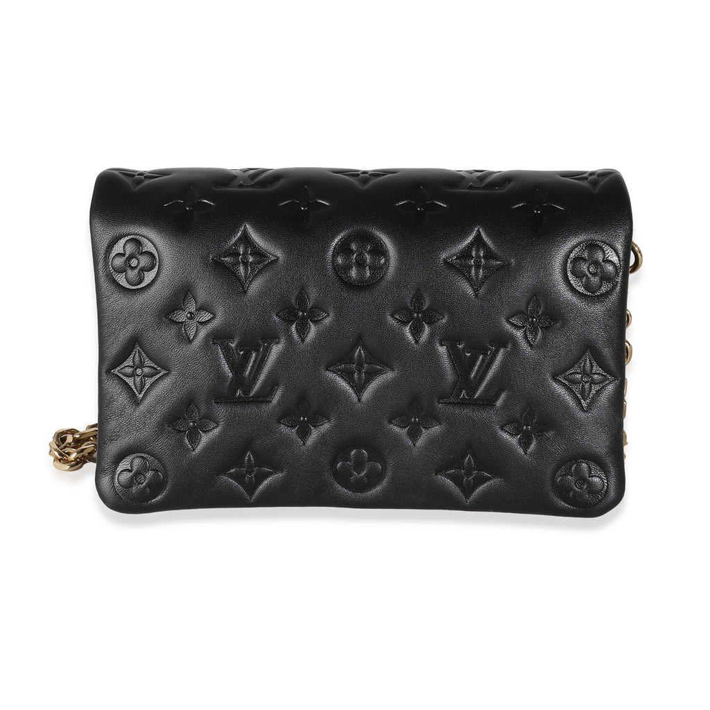 Louis Vuitton Black Monogram Embossed Puffy Lambskin Pochette Coussin