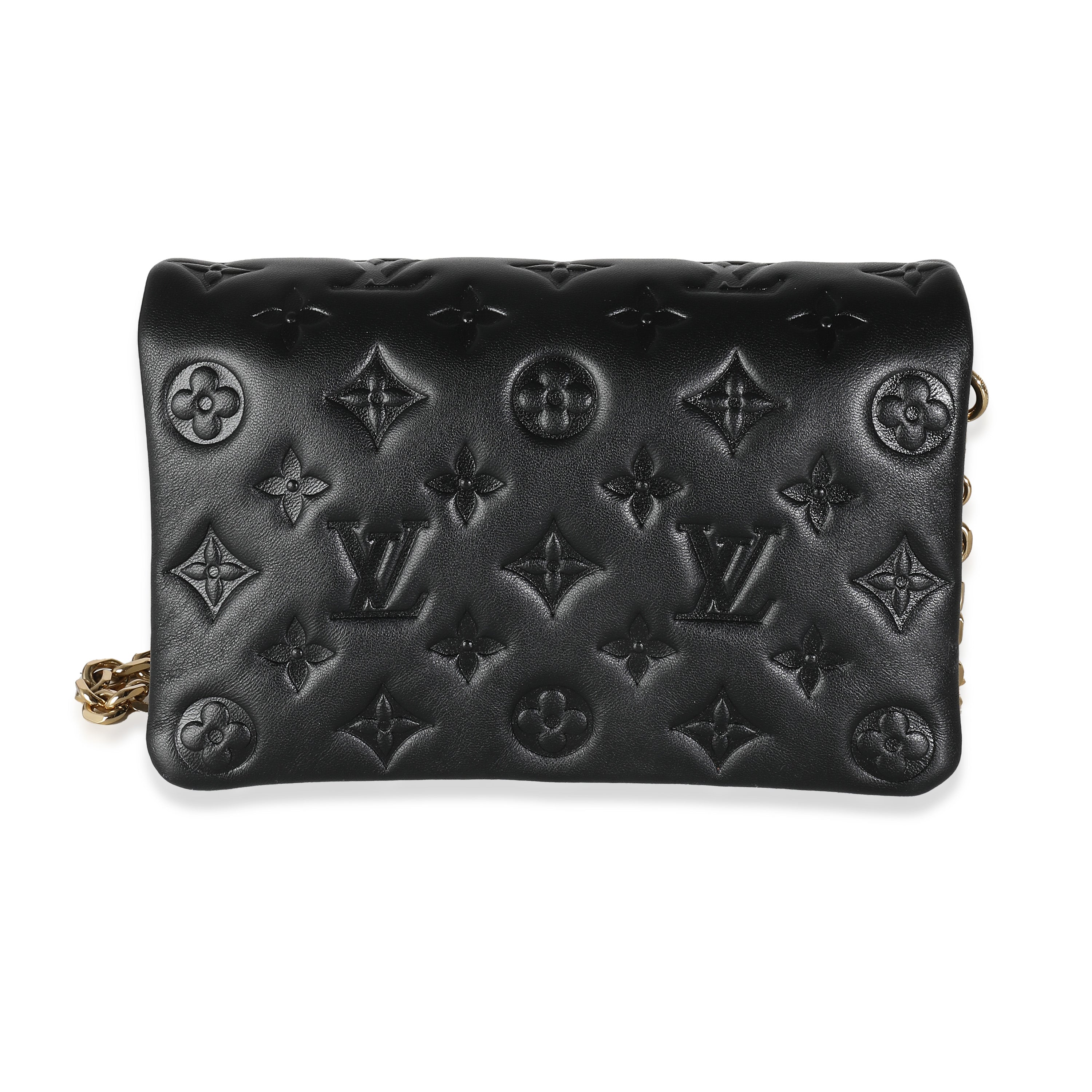 Louis Vuitton Black Monogram Embossed Puffy Lambskin Pochette Coussin