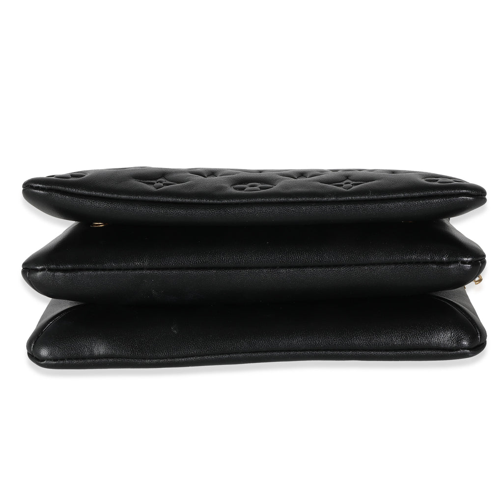 Louis Vuitton Black Monogram Embossed Puffy Lambskin Pochette Coussin
