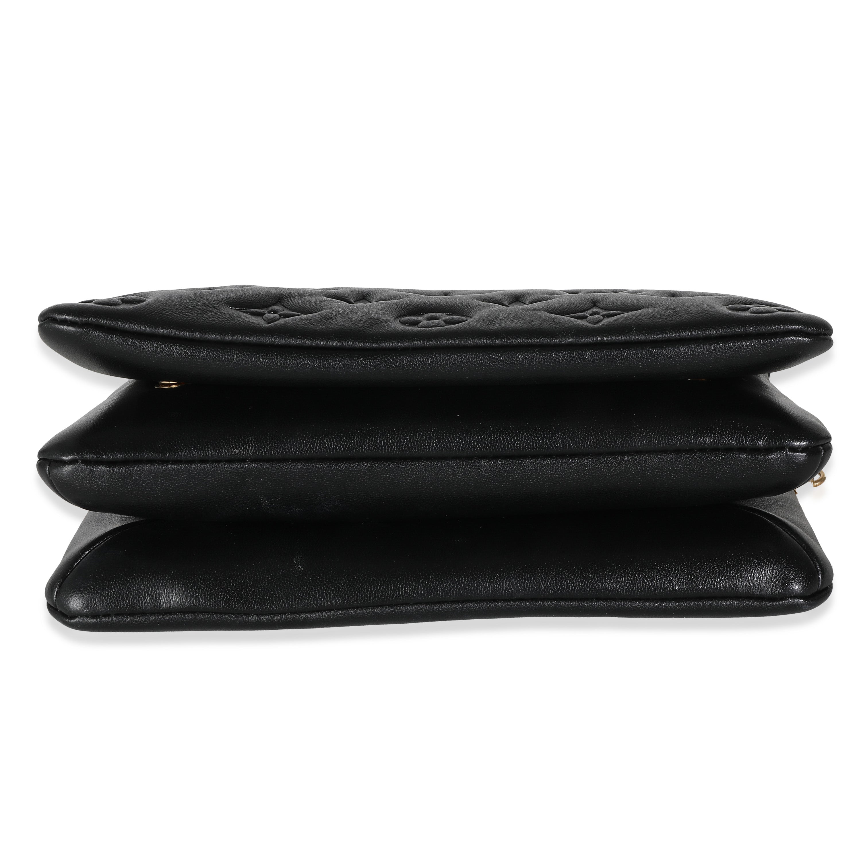 Louis Vuitton Black Monogram Embossed Puffy Lambskin Pochette Coussin
