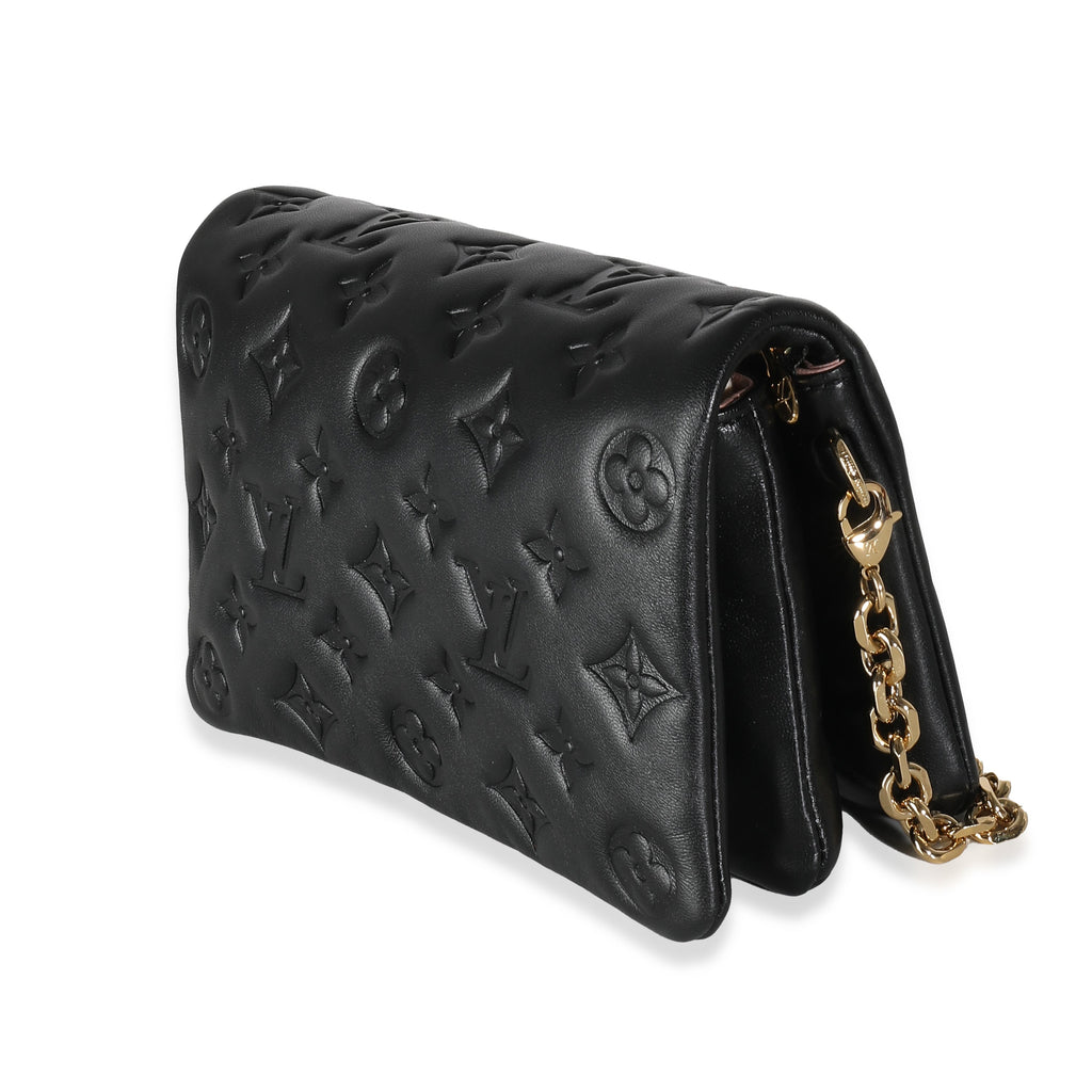 Louis Vuitton Black Monogram Embossed Puffy Lambskin Pochette Coussin