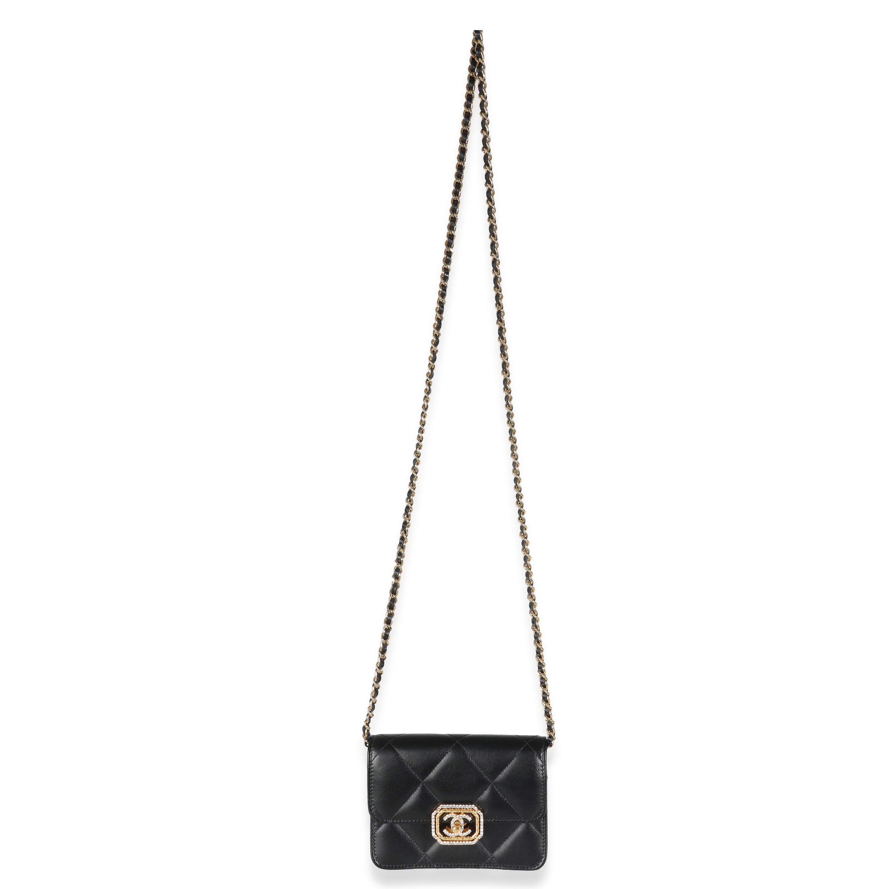 Chanel Black Quilted Calfskin Strass Mini Flap Bag