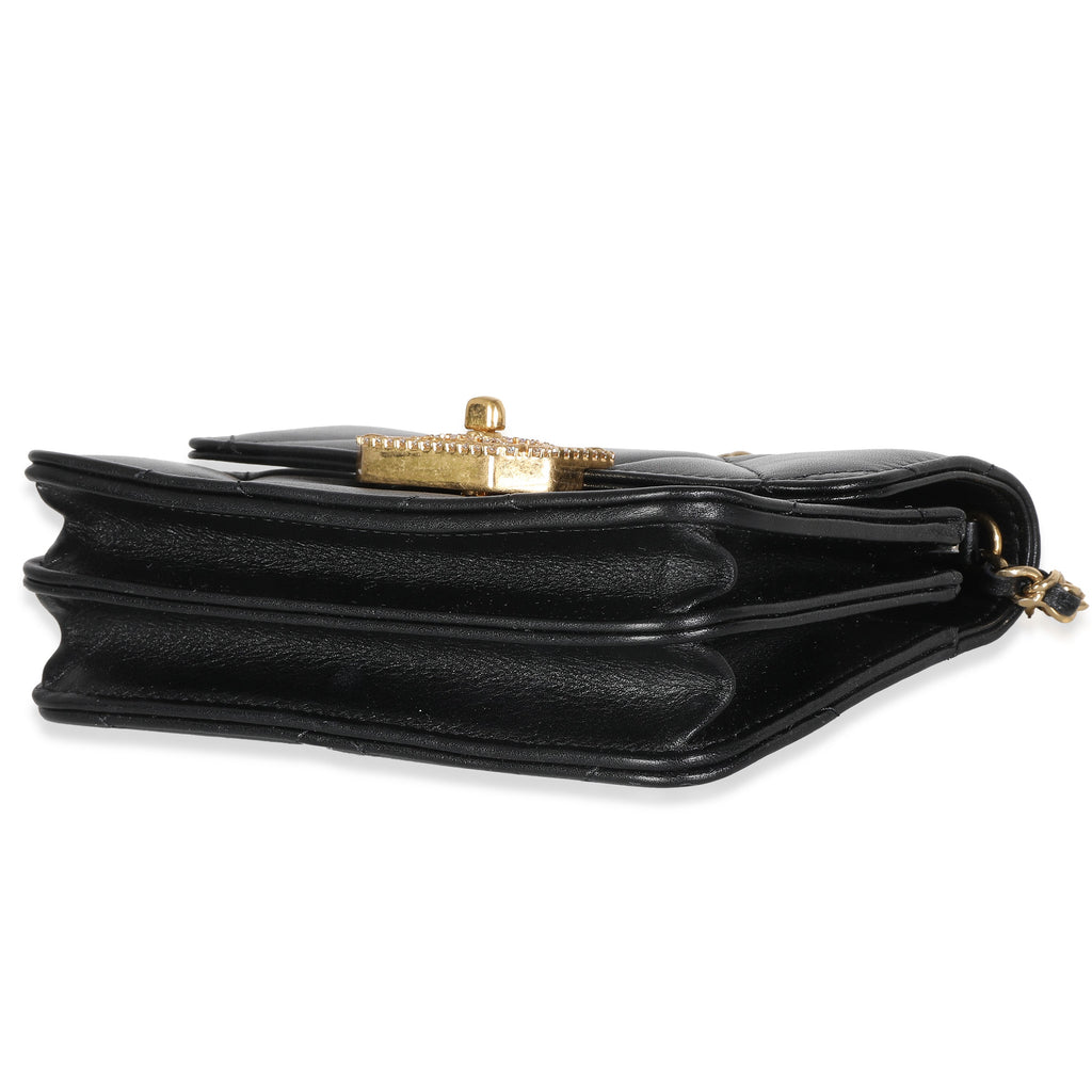 Chanel Black Quilted Calfskin Strass Mini Flap Bag