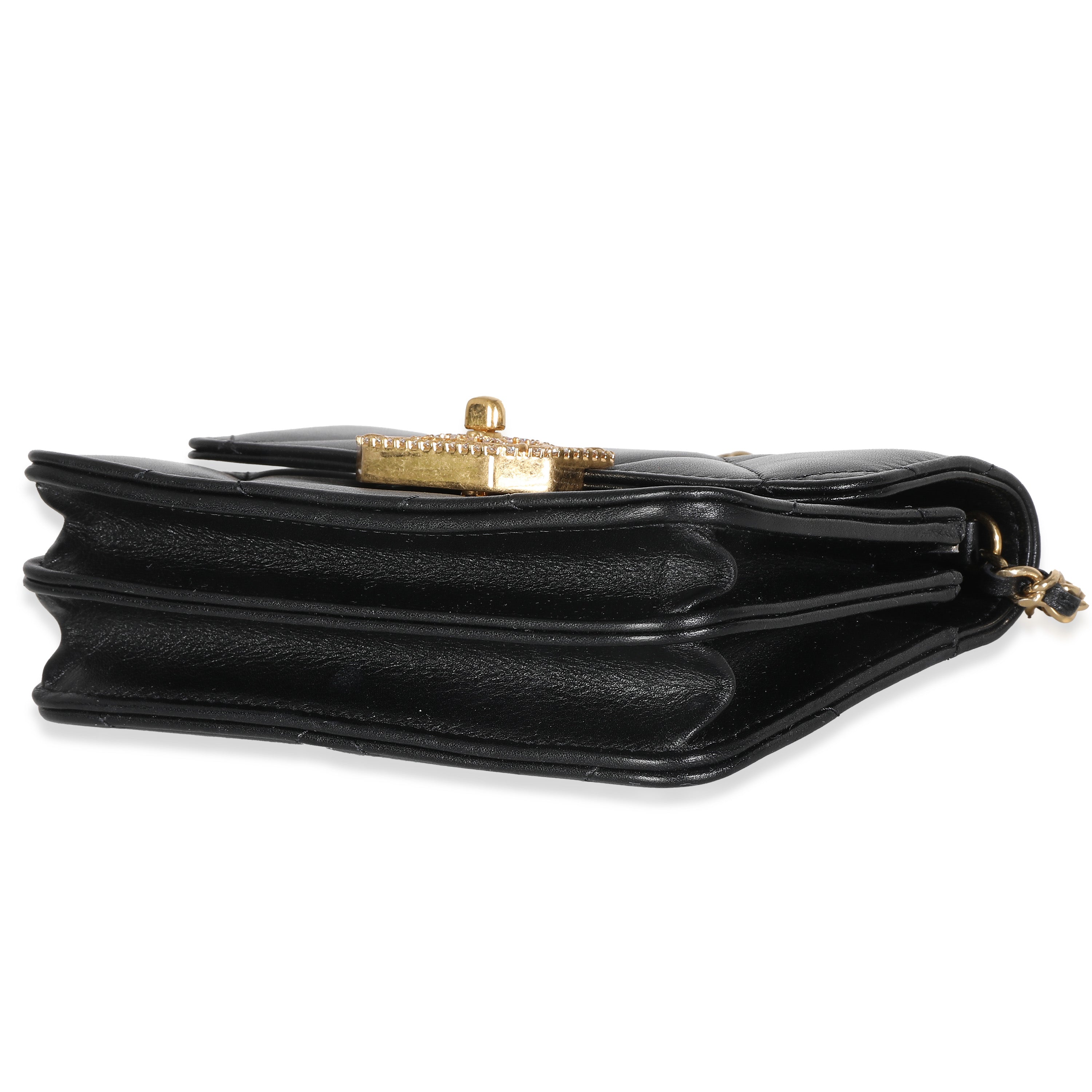 Chanel Black Quilted Calfskin Strass Mini Flap Bag
