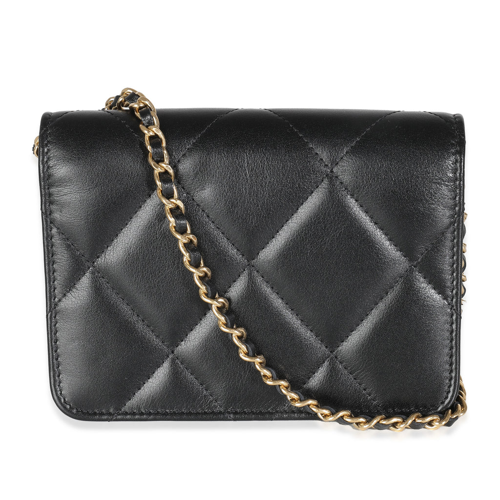 Chanel Black Quilted Calfskin Strass Mini Flap Bag