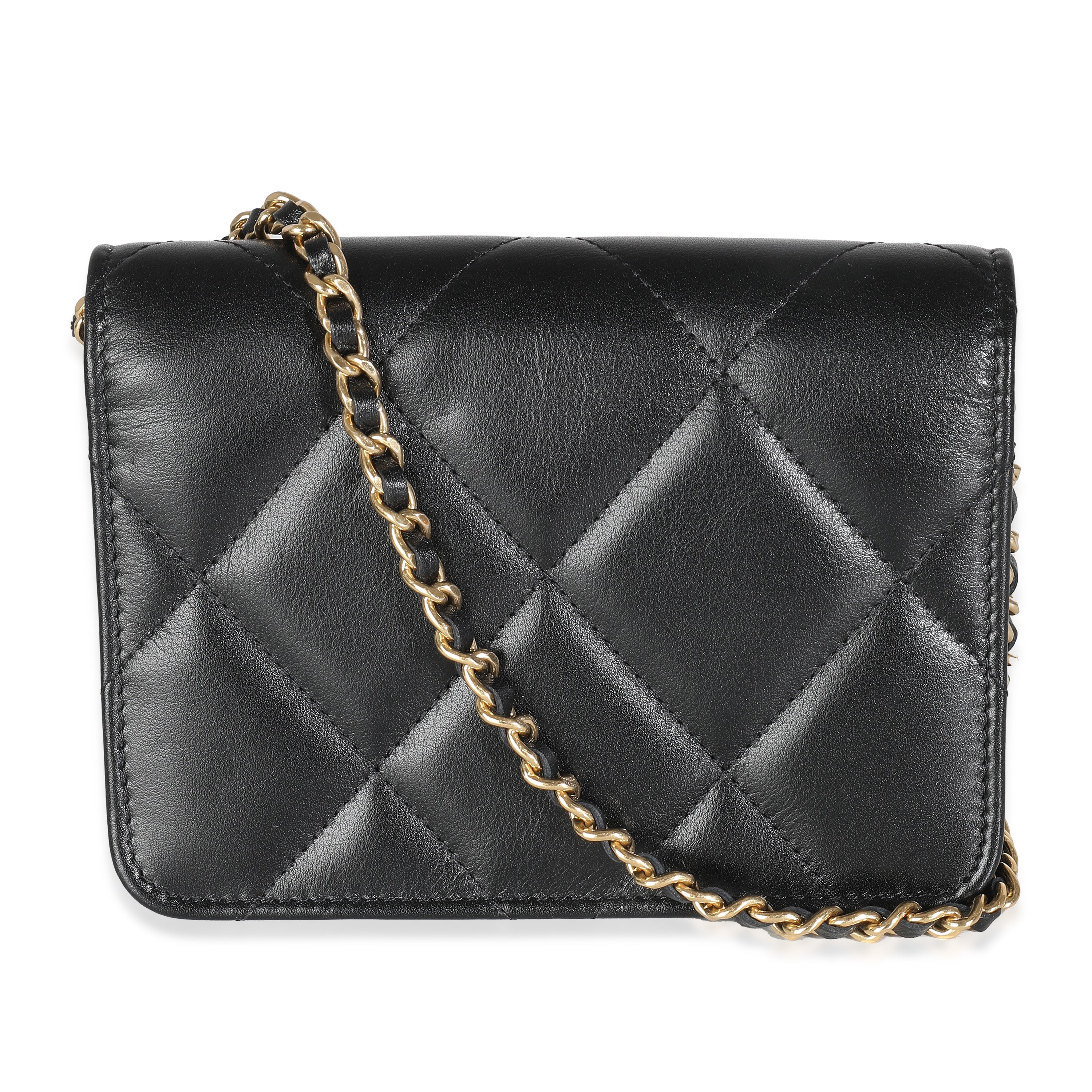 Chanel Black Quilted Calfskin Strass Mini Flap Bag