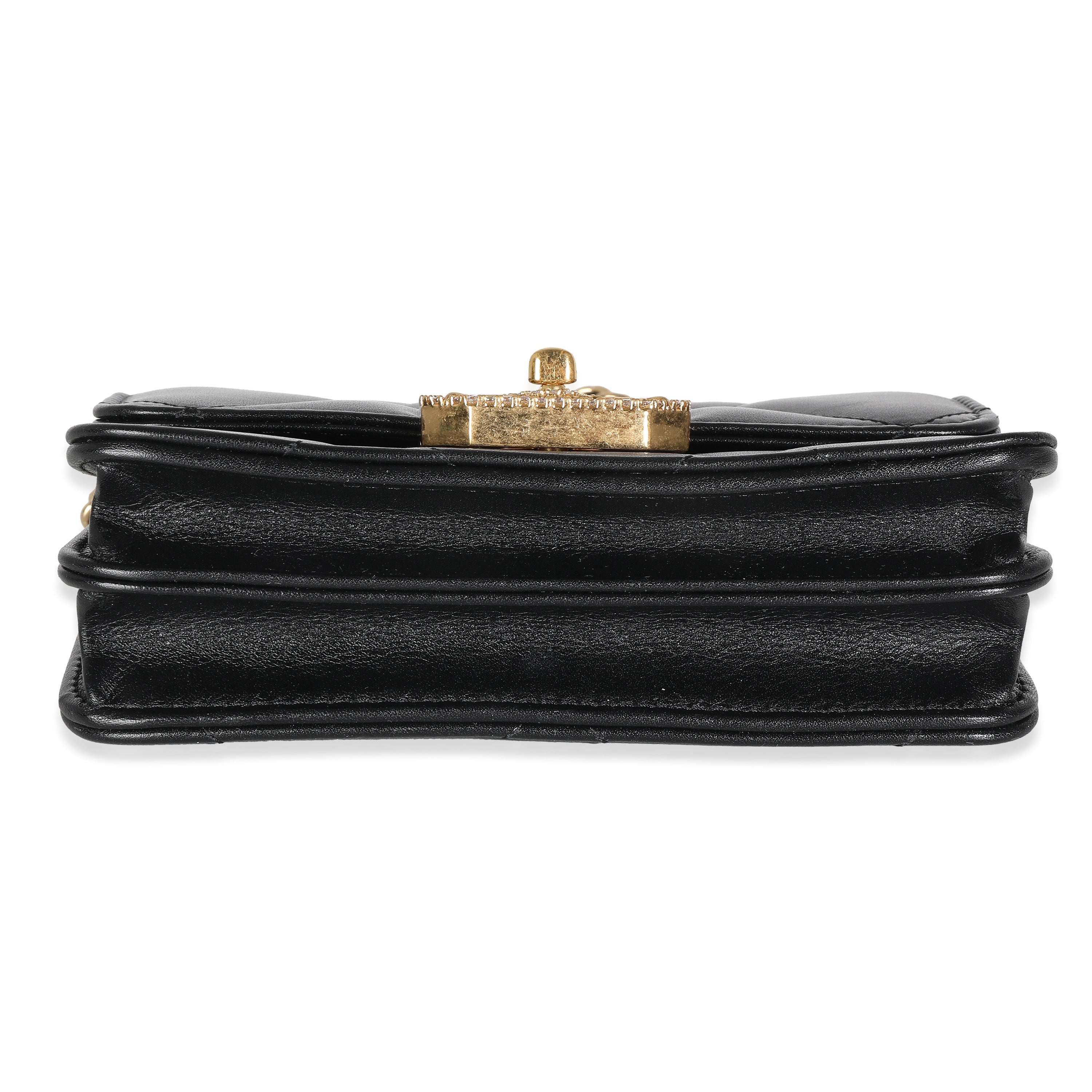 Chanel Black Quilted Calfskin Strass Mini Flap Bag