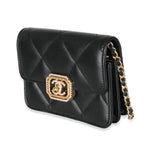 Chanel Black Quilted Calfskin Strass Mini Flap Bag