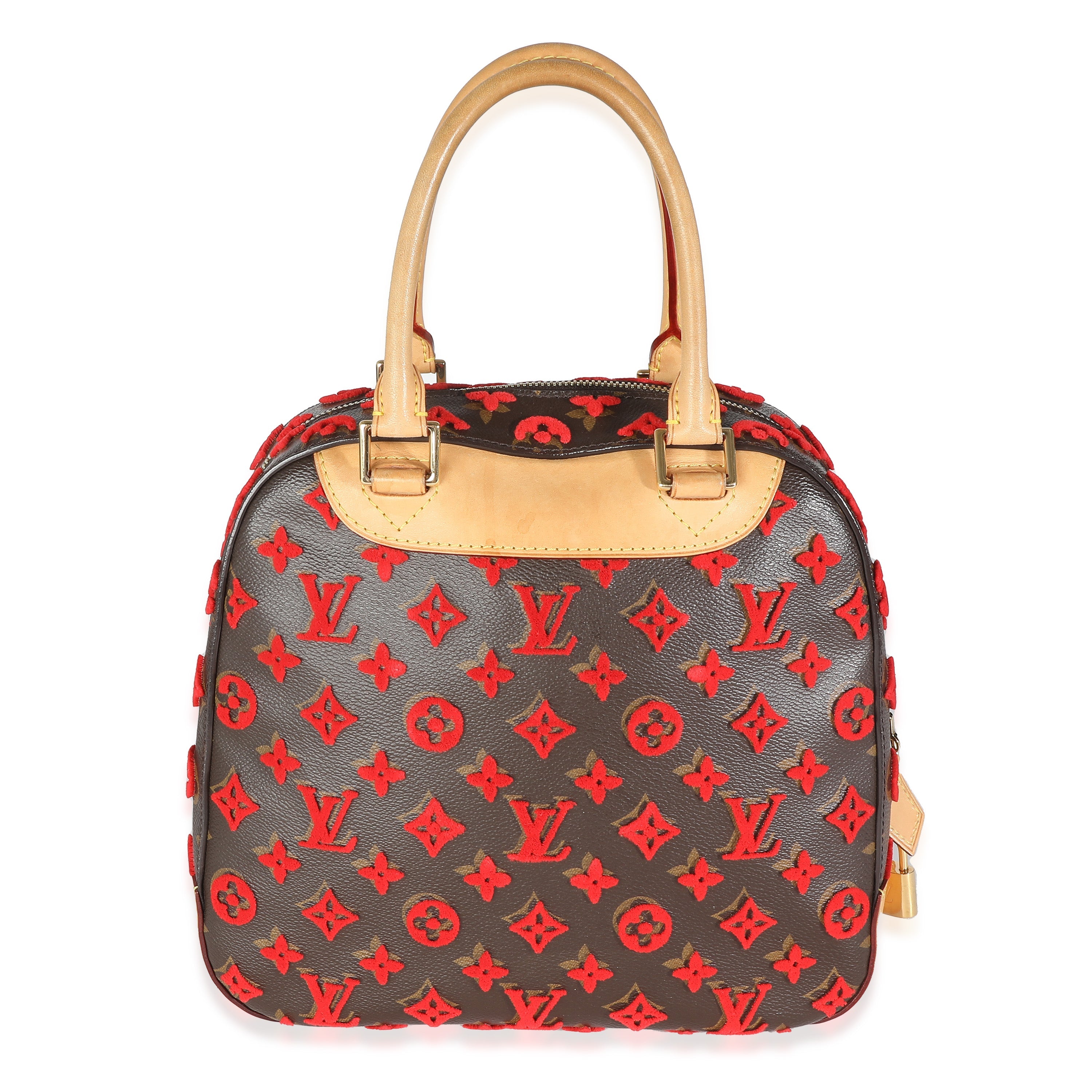 Louis Vuitton Red Tuffetage Monogram Canvas Deauville Cube