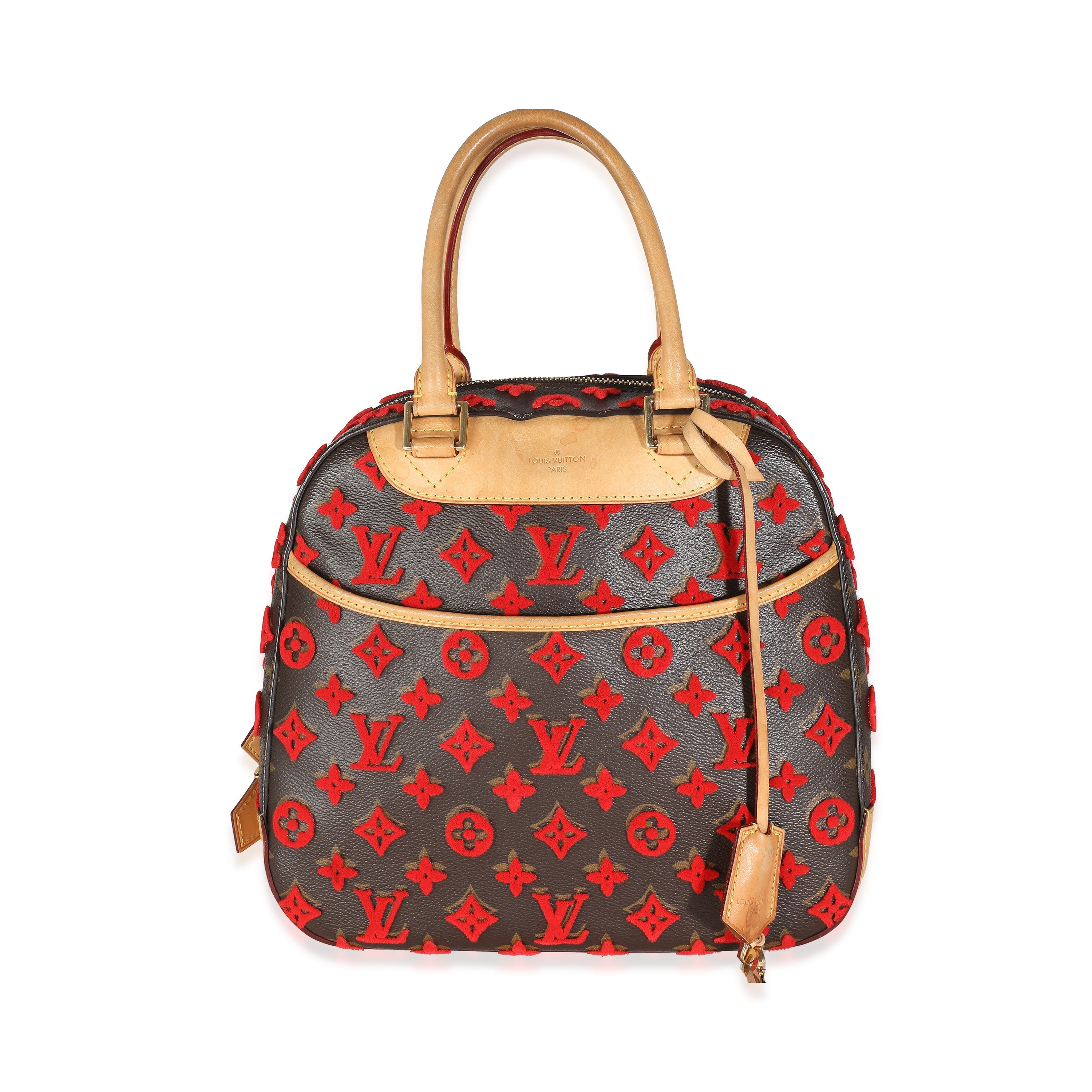 Louis Vuitton Red Tuffetage Monogram Canvas Deauville Cube
