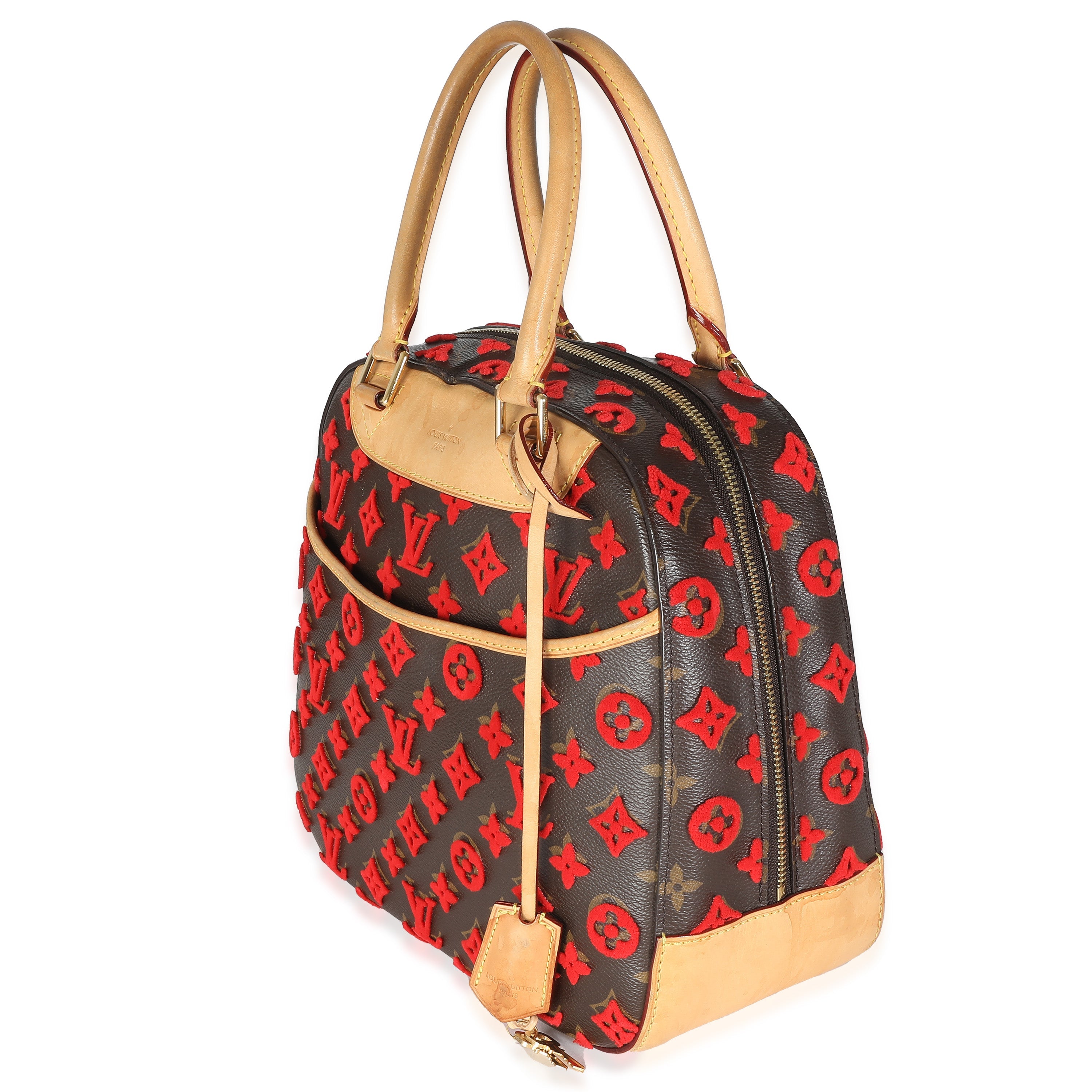 Louis Vuitton Red Tuffetage Monogram Canvas Deauville Cube