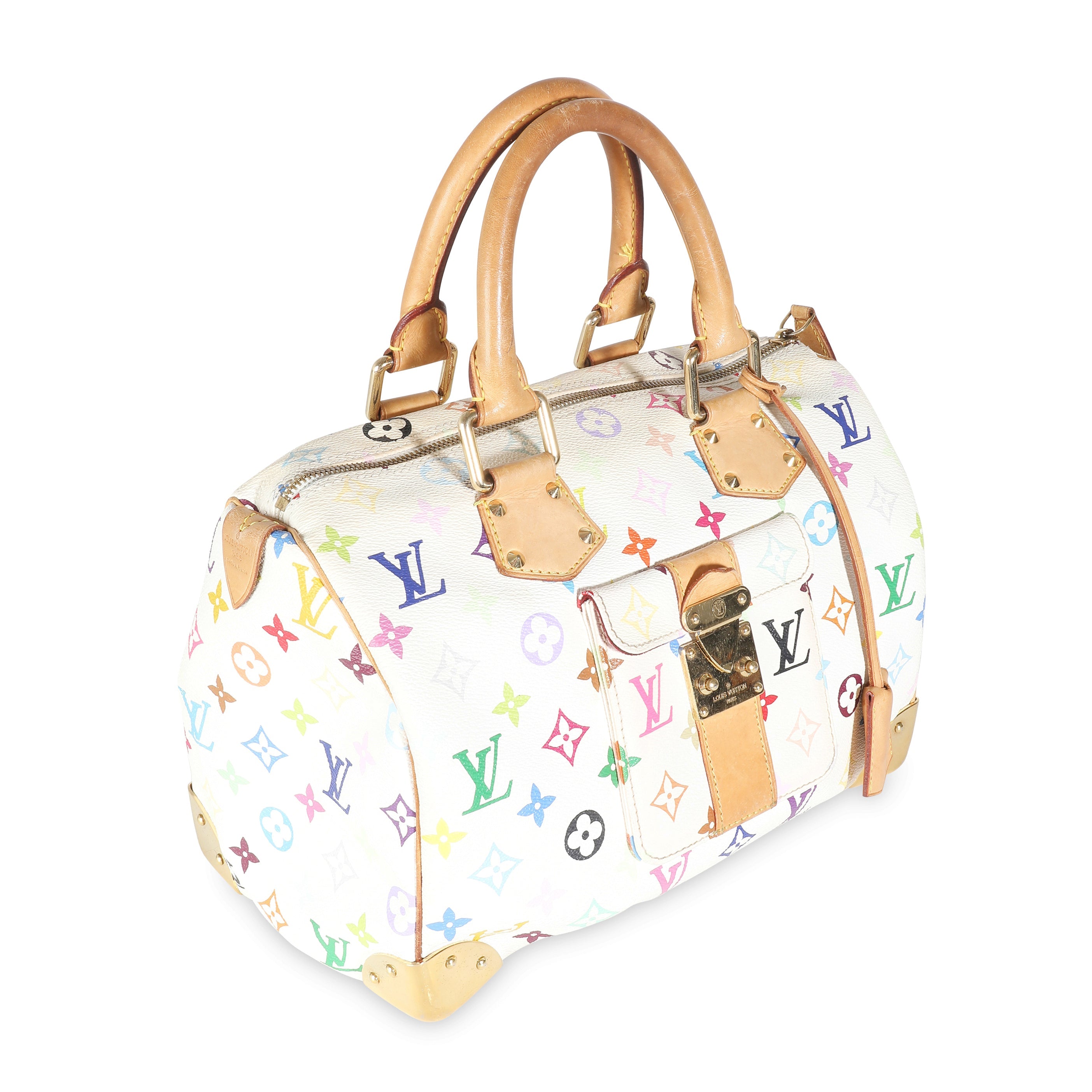 Louis Vuitton White Multicolor Canvas Speedy 30