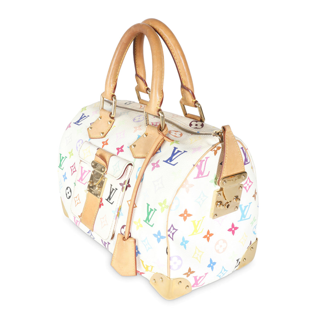 Louis Vuitton White Multicolor Canvas Speedy 30