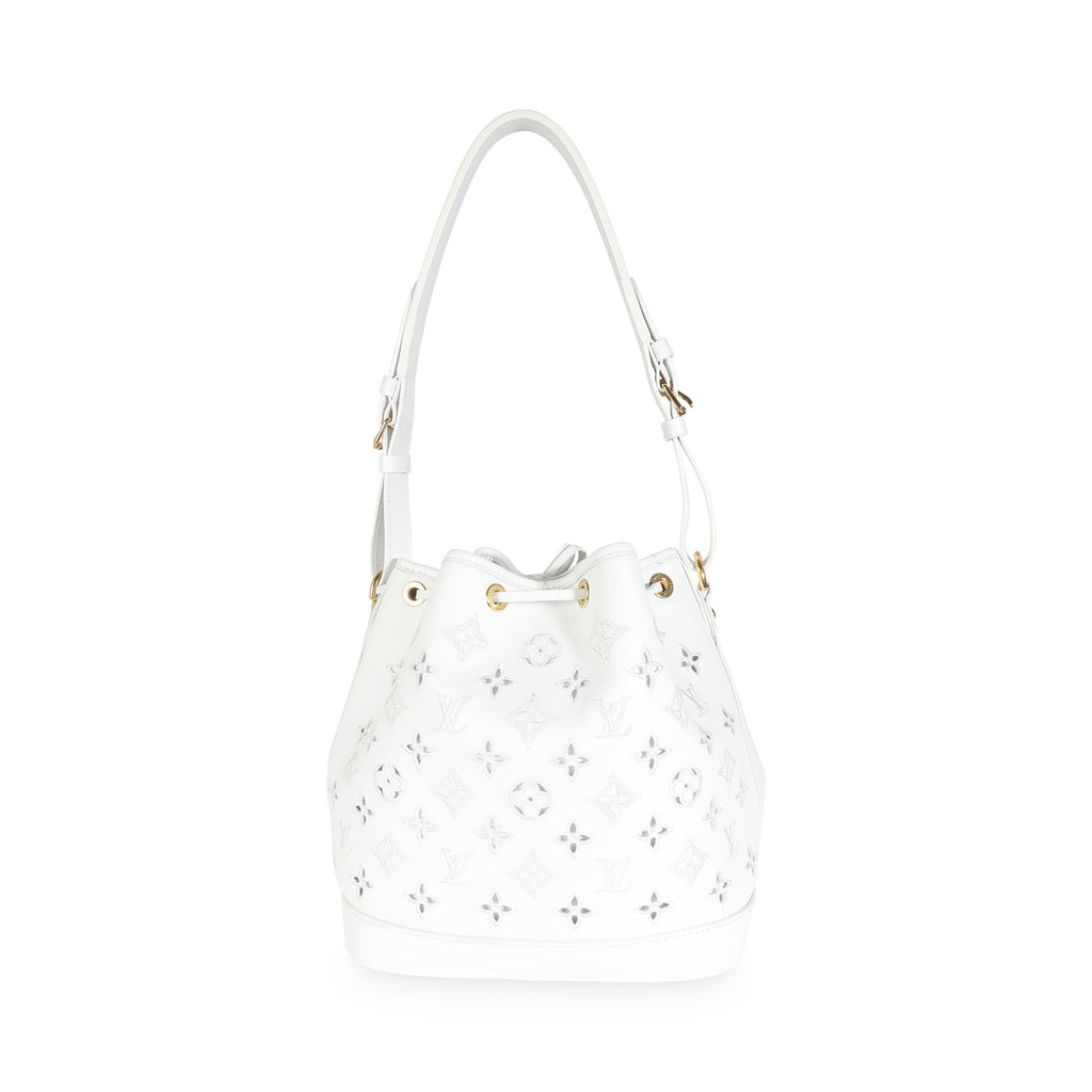 Louis Vuitton White Calfskin Broderie Anglaise Monogram Petit Noé