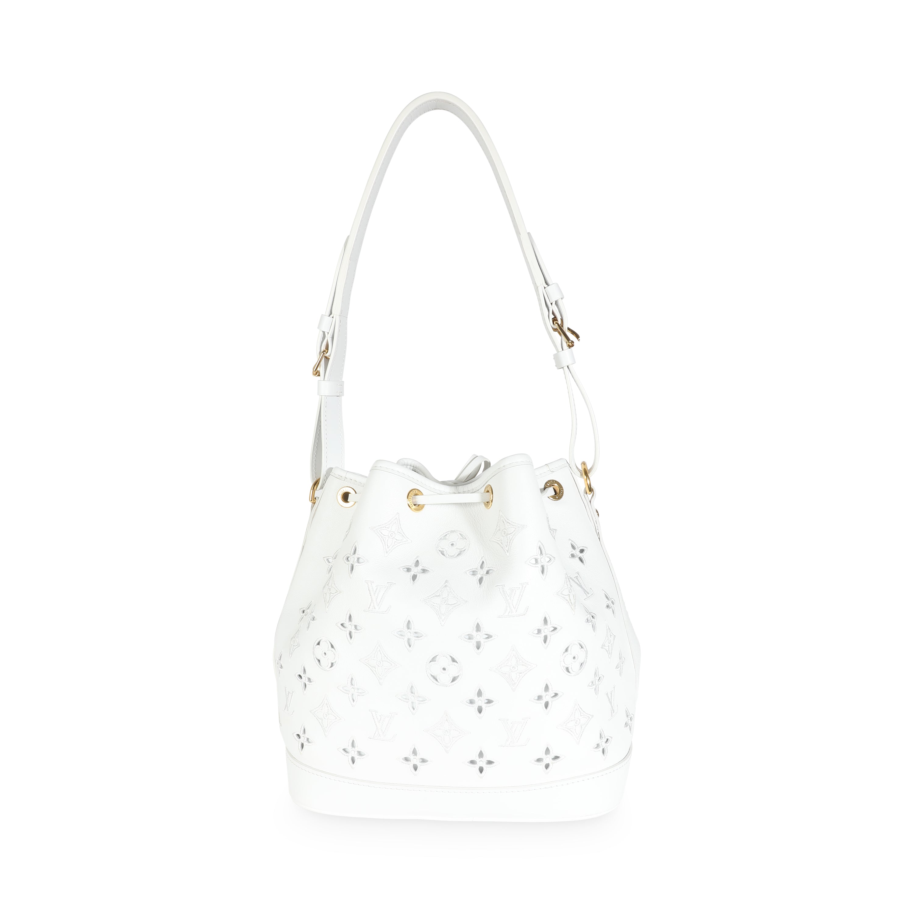 Louis Vuitton White Calfskin Broderie Anglaise Monogram Petit Noé