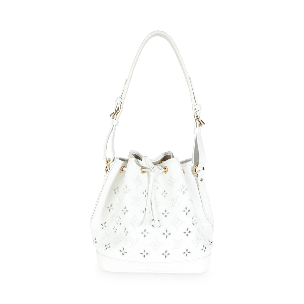 Louis Vuitton White Calfskin Broderie Anglaise Monogram Petit Noé