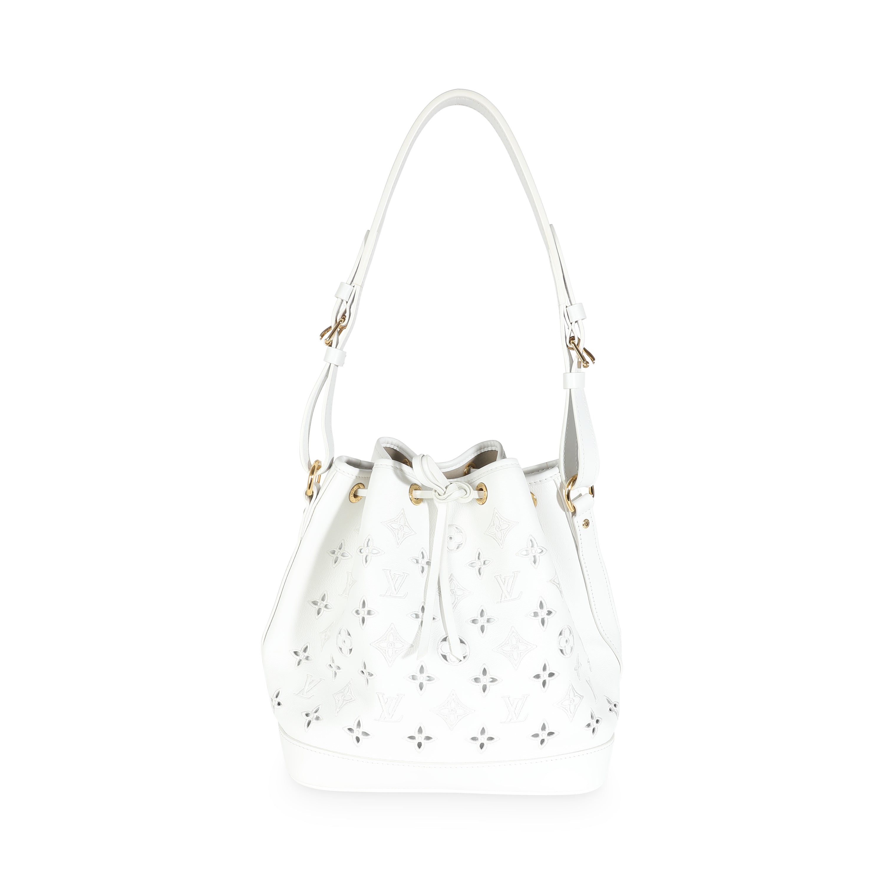 Louis Vuitton White Calfskin Broderie Anglaise Monogram Petit Noé