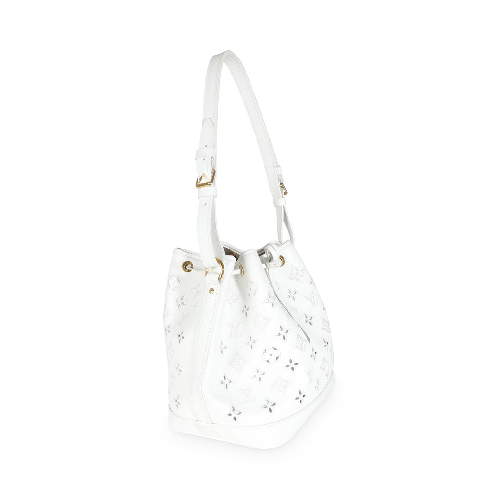 Louis Vuitton White Calfskin Broderie Anglaise Monogram Petit Noé