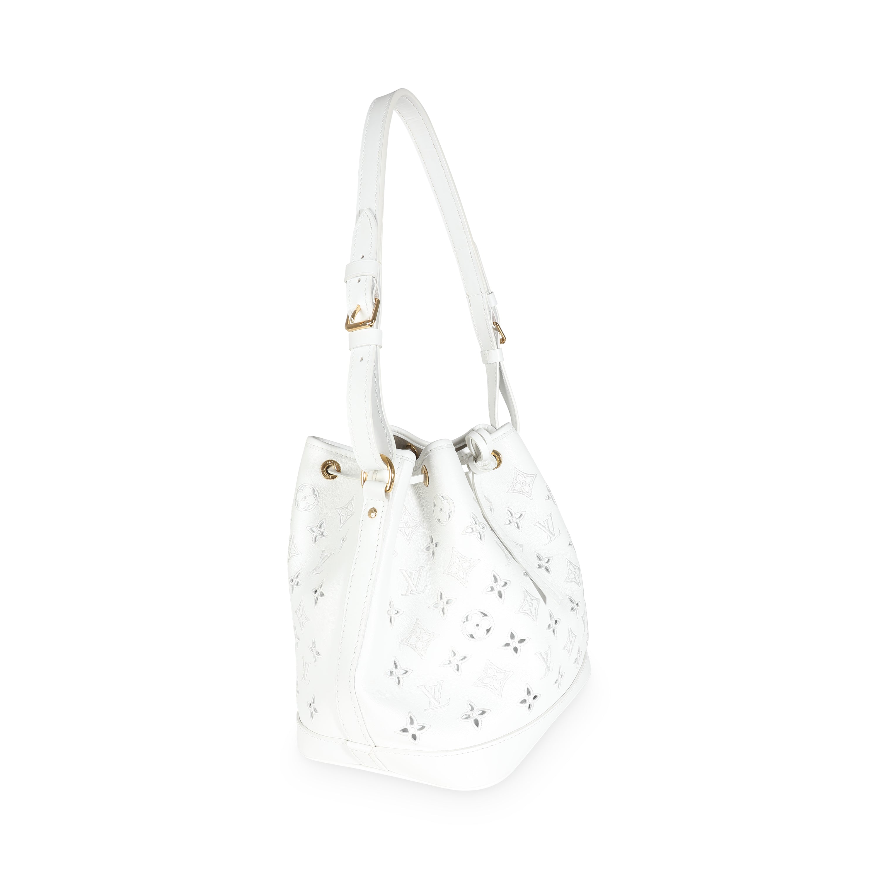 Louis Vuitton White Calfskin Broderie Anglaise Monogram Petit Noé