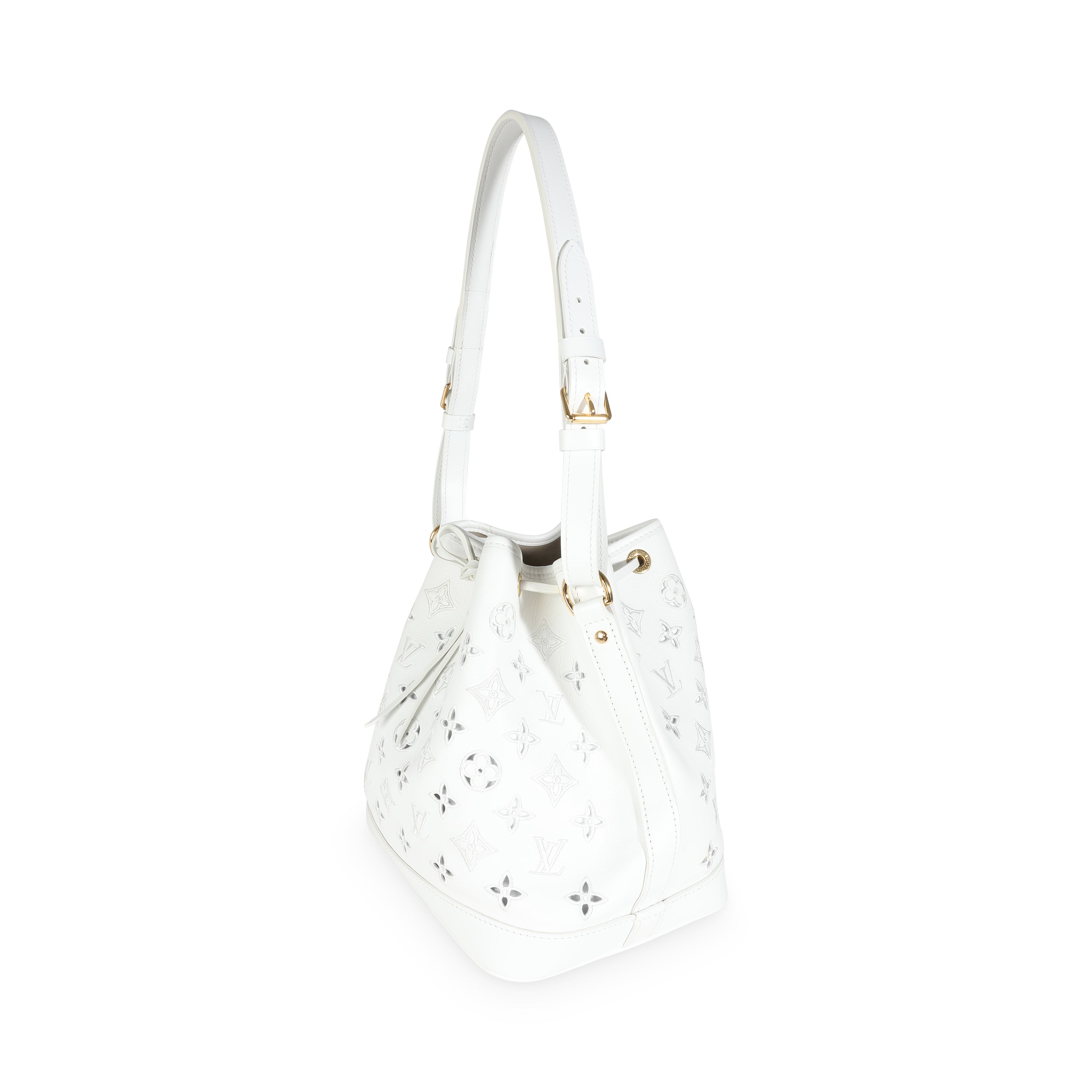 Louis Vuitton White Calfskin Broderie Anglaise Monogram Petit Noé