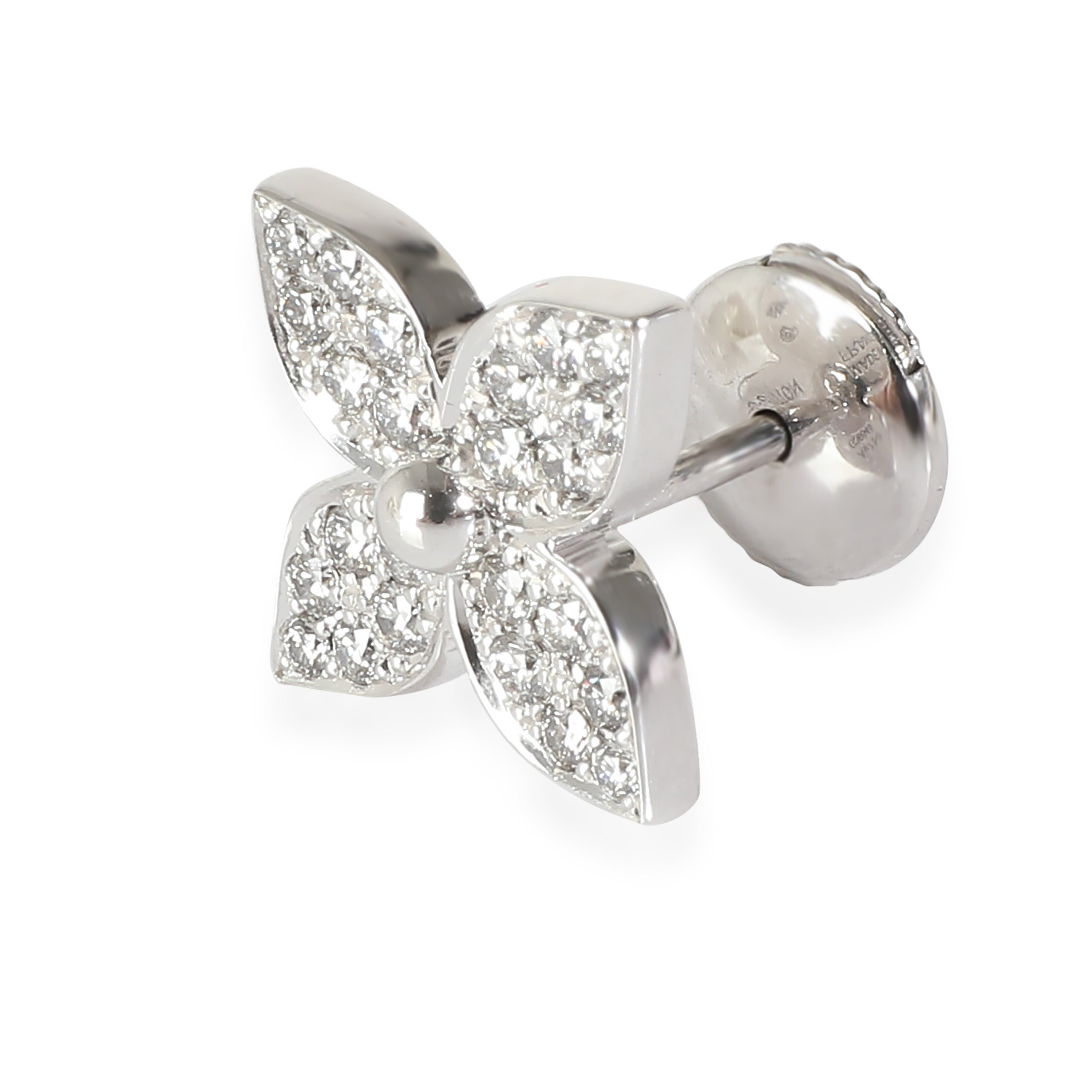Louis Vuitton Idylle Blossom Single Earring in 18k White Gold 0.2 CTW