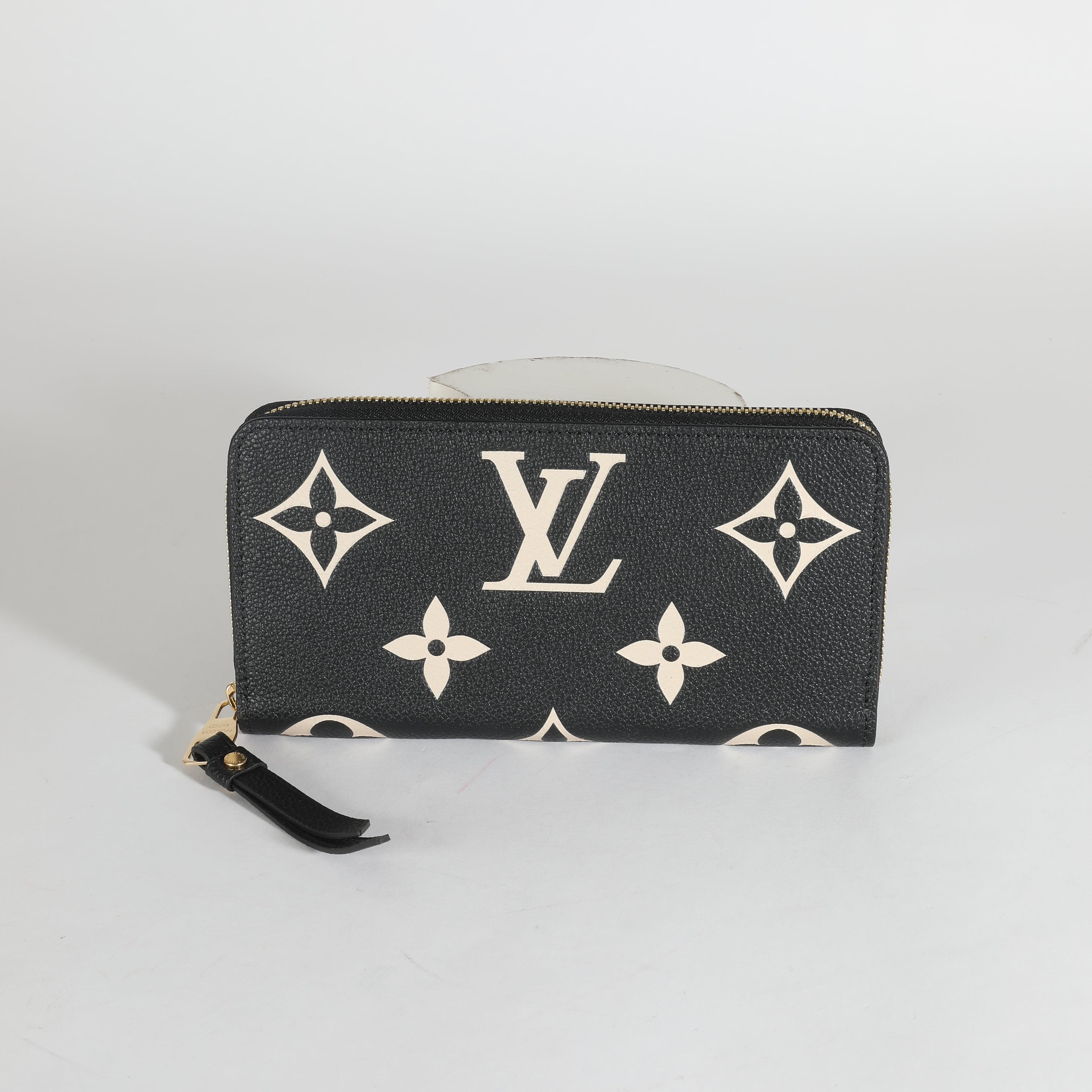 Louis Vuitton Black Beige Giant Monogram Empreinte Zippy Wallet