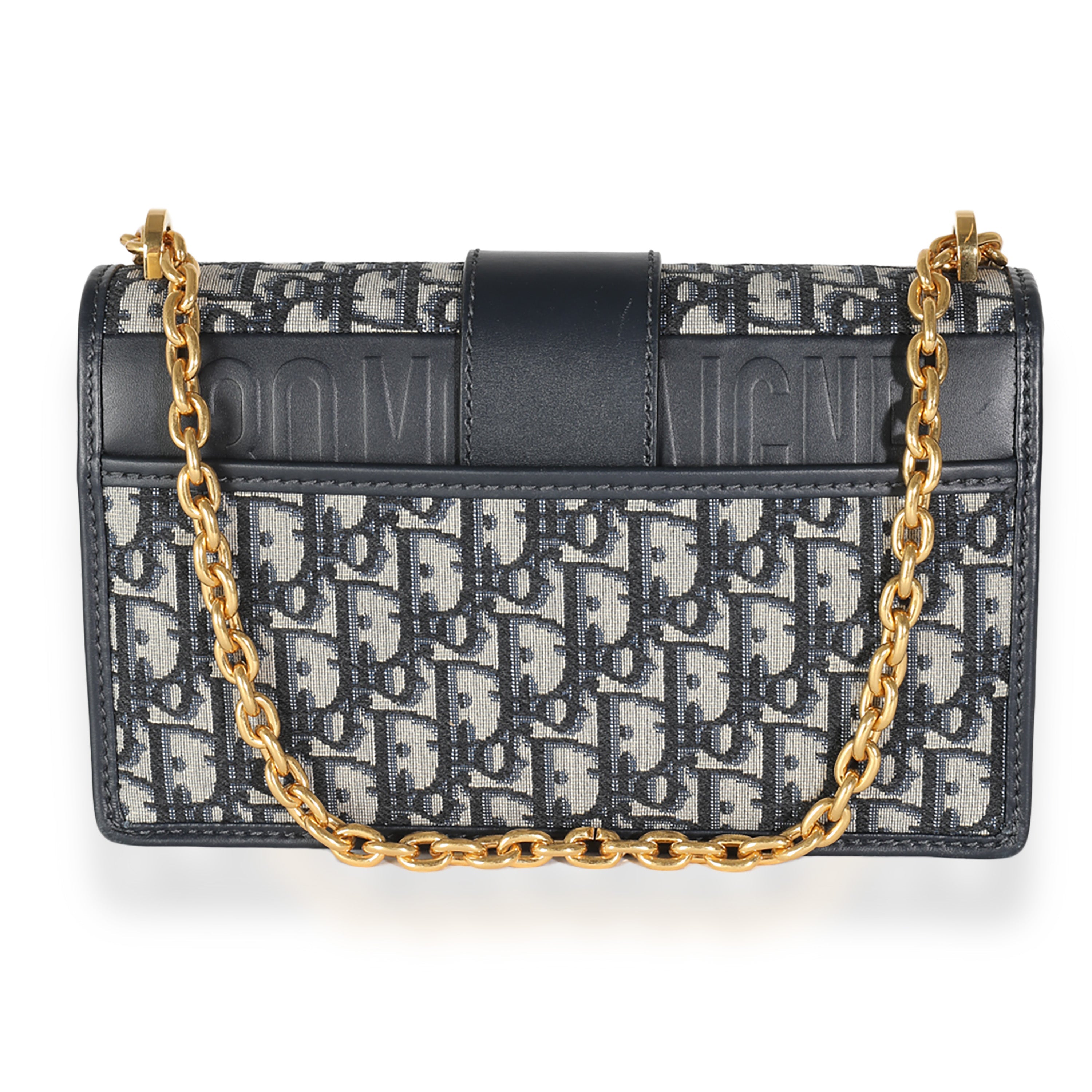 Christian Dior Navy Oblique Jacquard 30 Montaigne Chain Bag