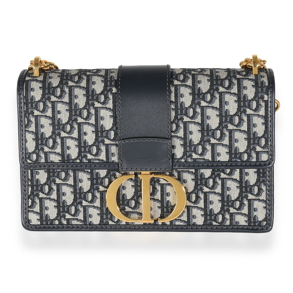 Christian Dior Navy Oblique Jacquard 30 Montaigne Chain Bag
