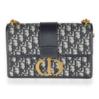 Christian Dior Navy Oblique Jacquard 30 Montaigne Chain Bag