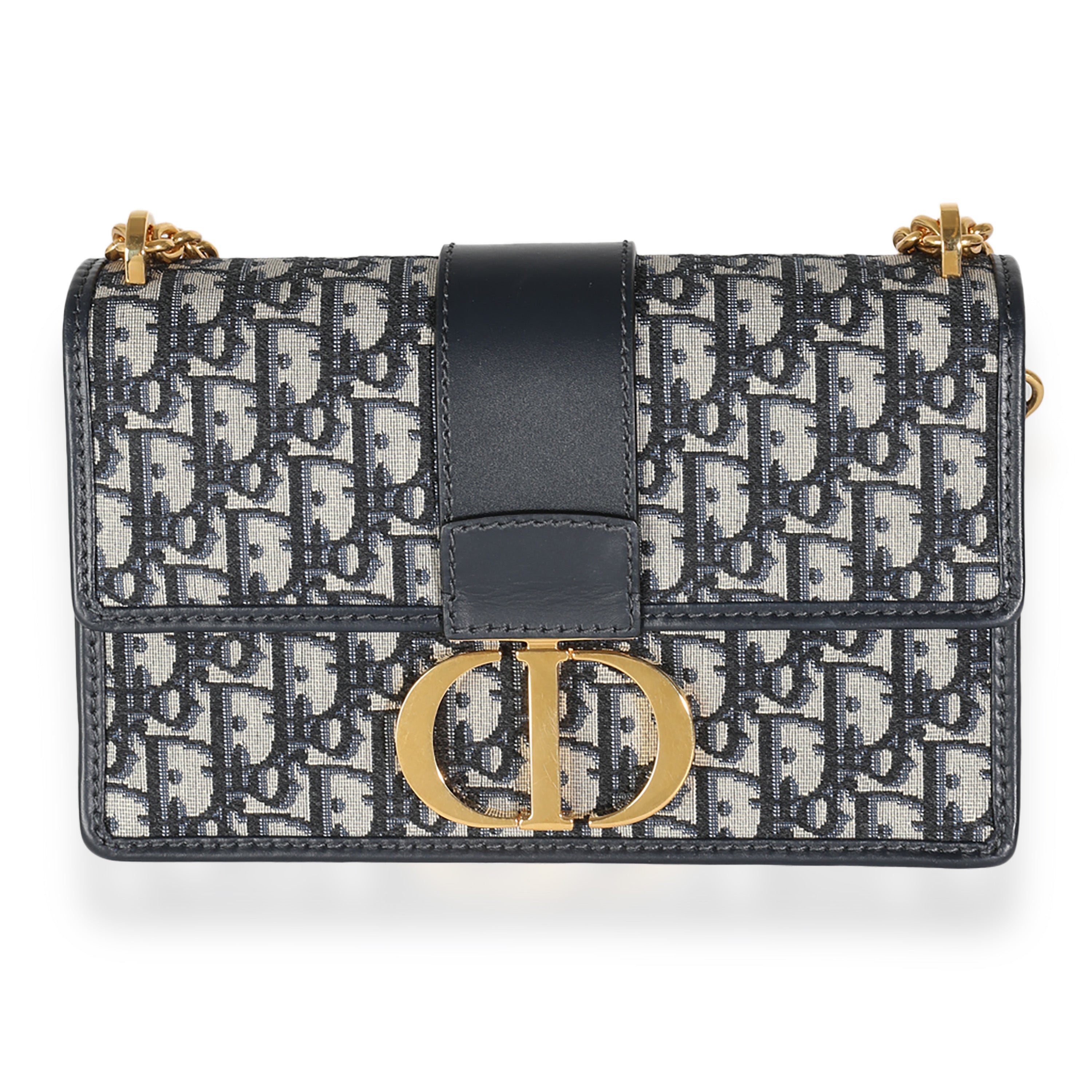 Christian Dior Navy Oblique Jacquard 30 Montaigne Chain Bag