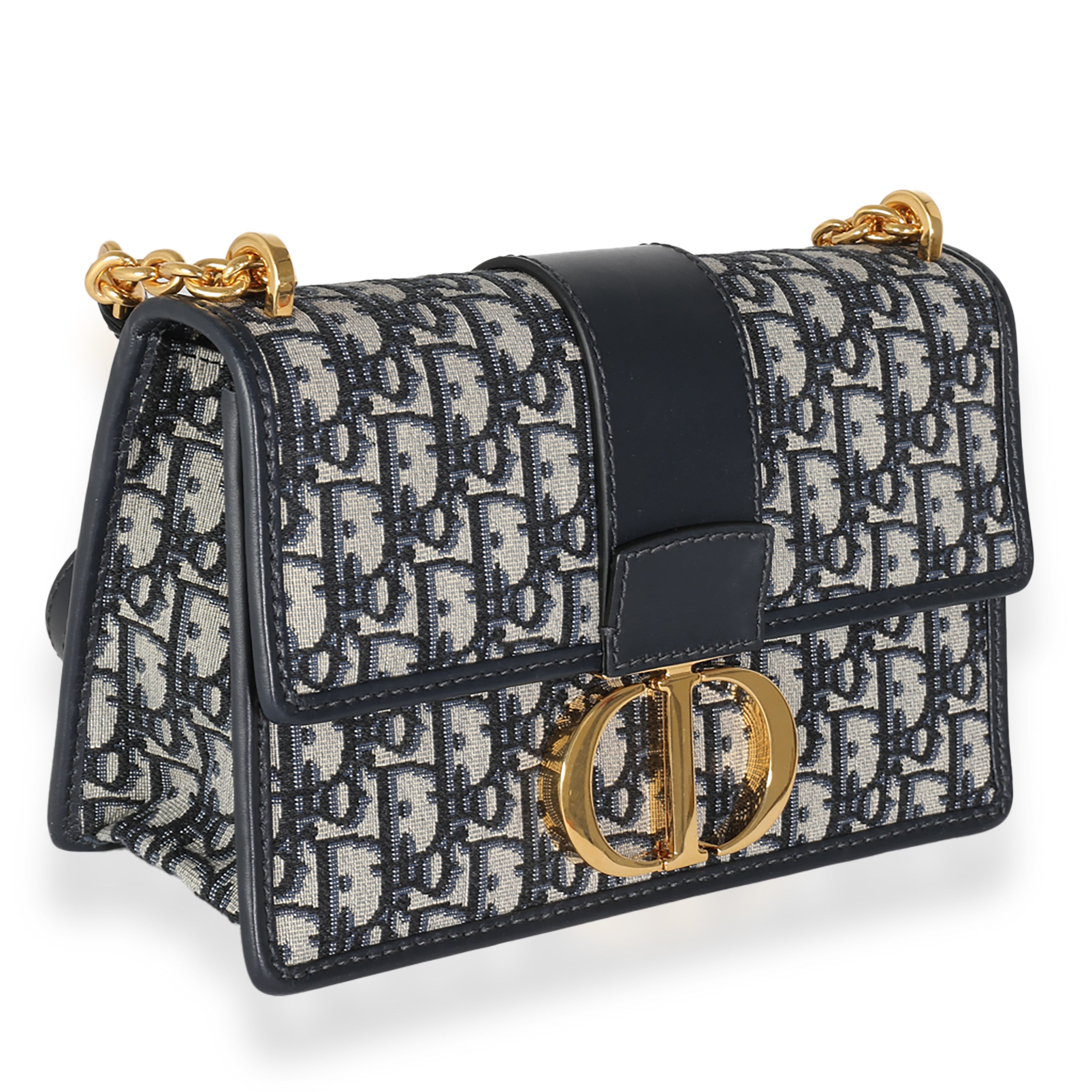 Christian Dior Navy Oblique Jacquard 30 Montaigne Chain Bag