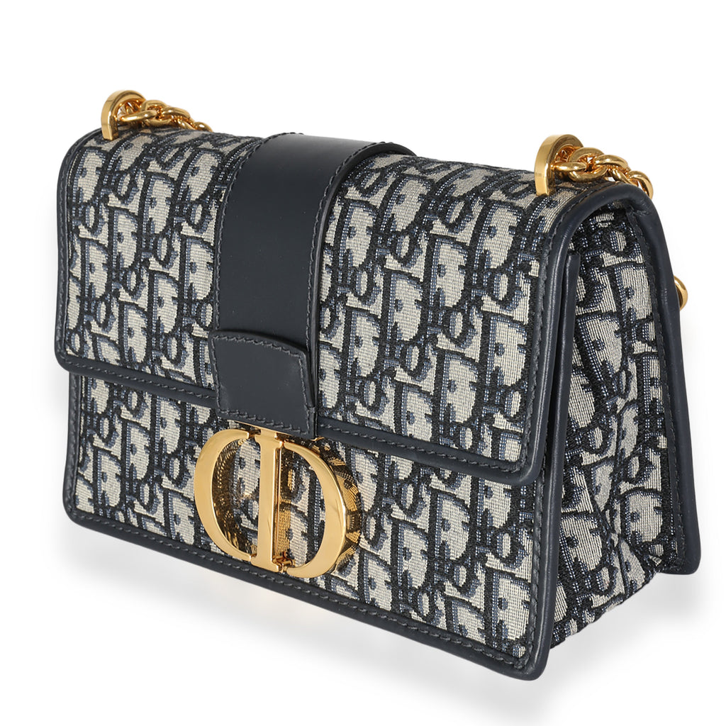 Christian Dior Navy Oblique Jacquard 30 Montaigne Chain Bag