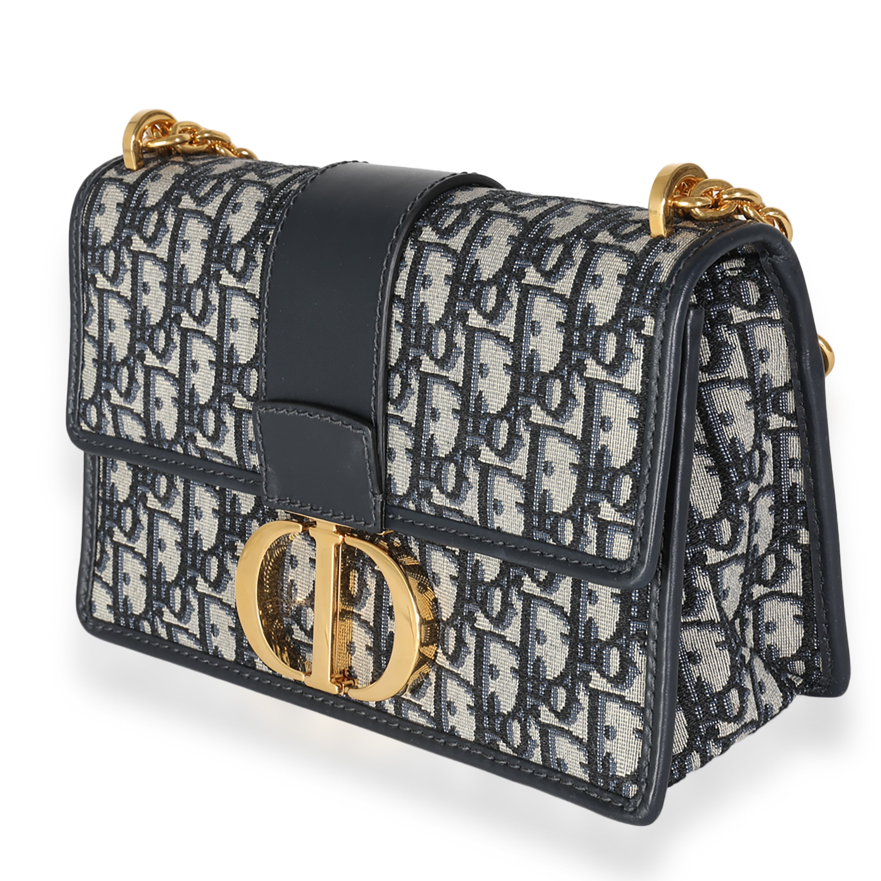 Christian Dior Navy Oblique Jacquard 30 Montaigne Chain Bag