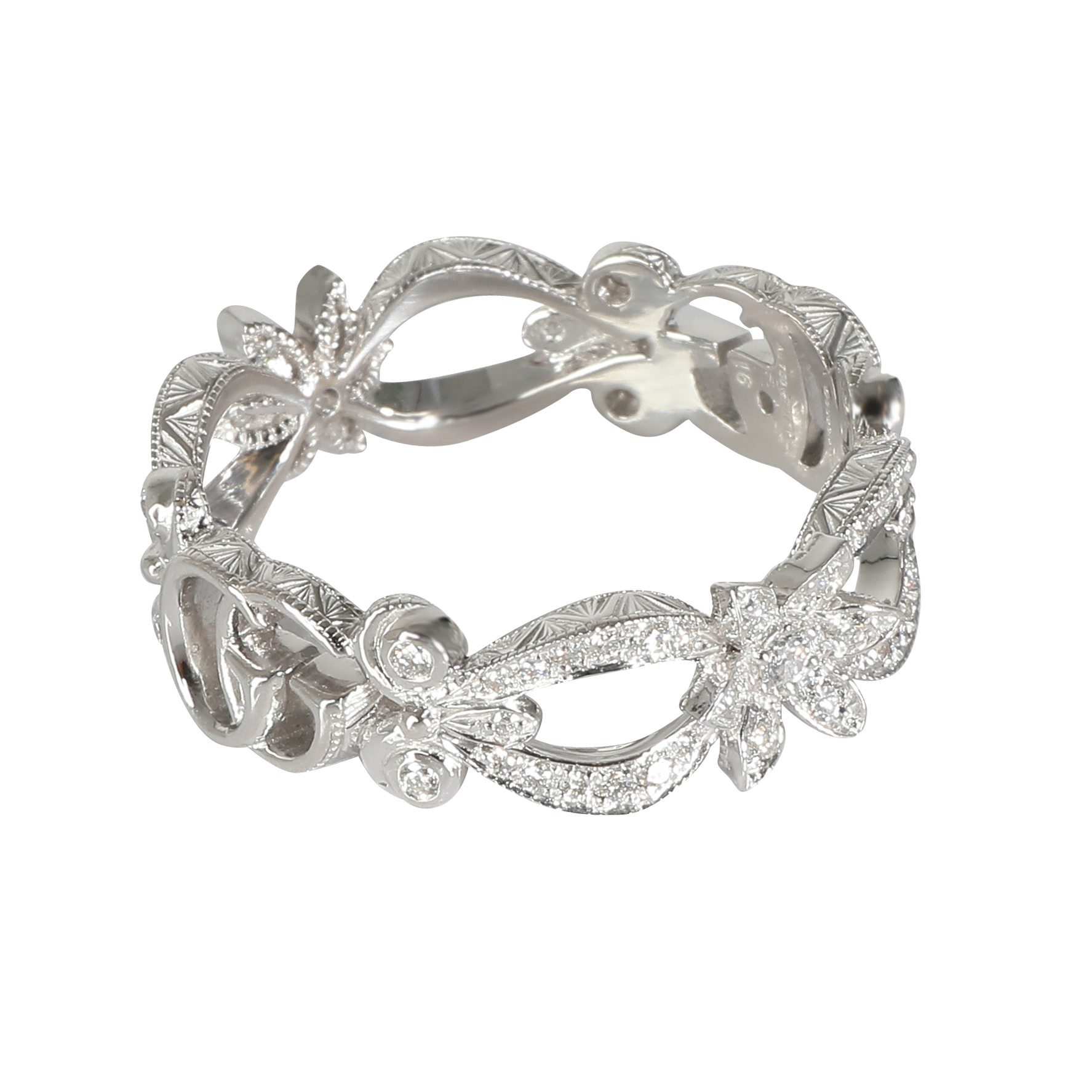 Gucci White Gold Diamond Flora GG Ring