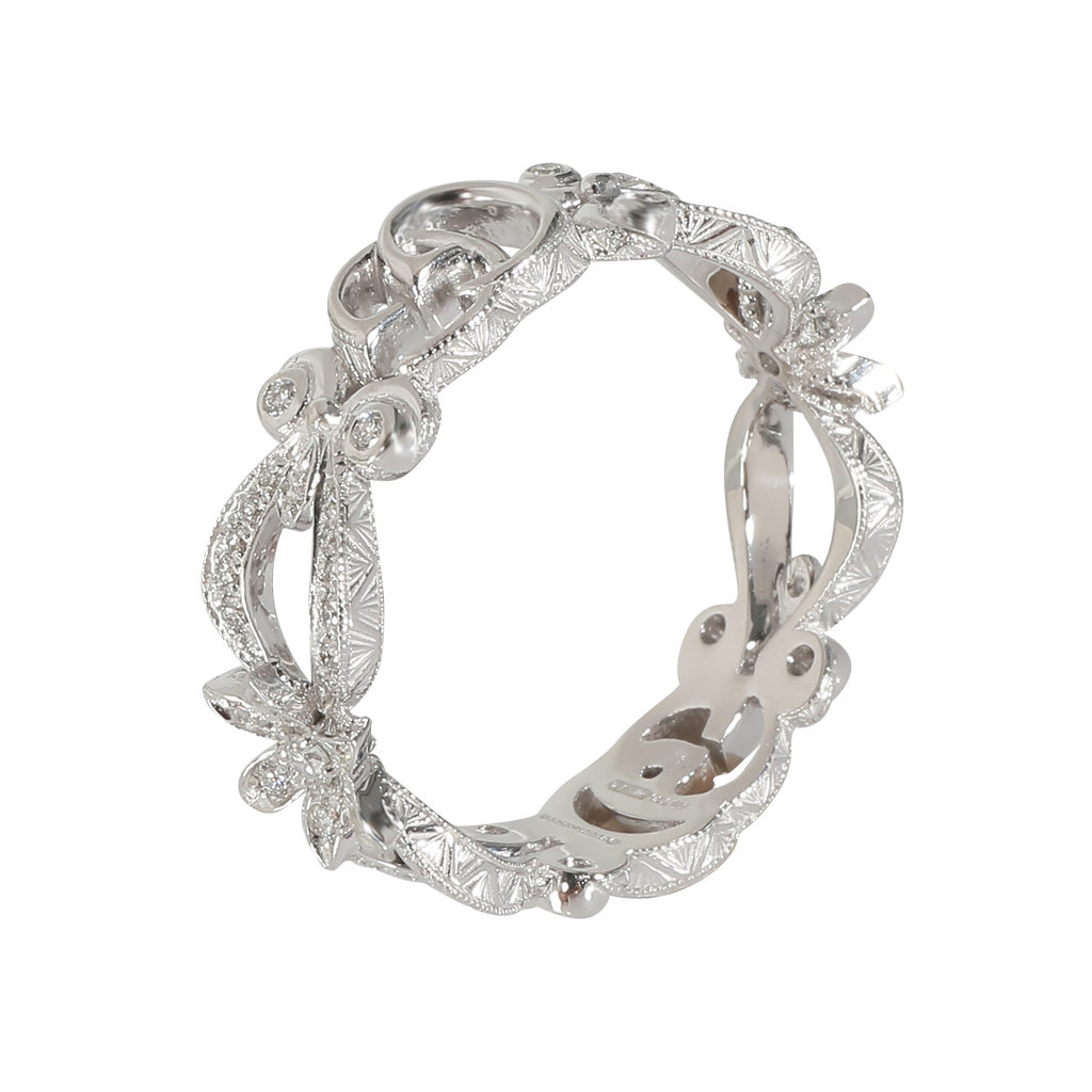 Gucci White Gold Diamond Flora GG Ring